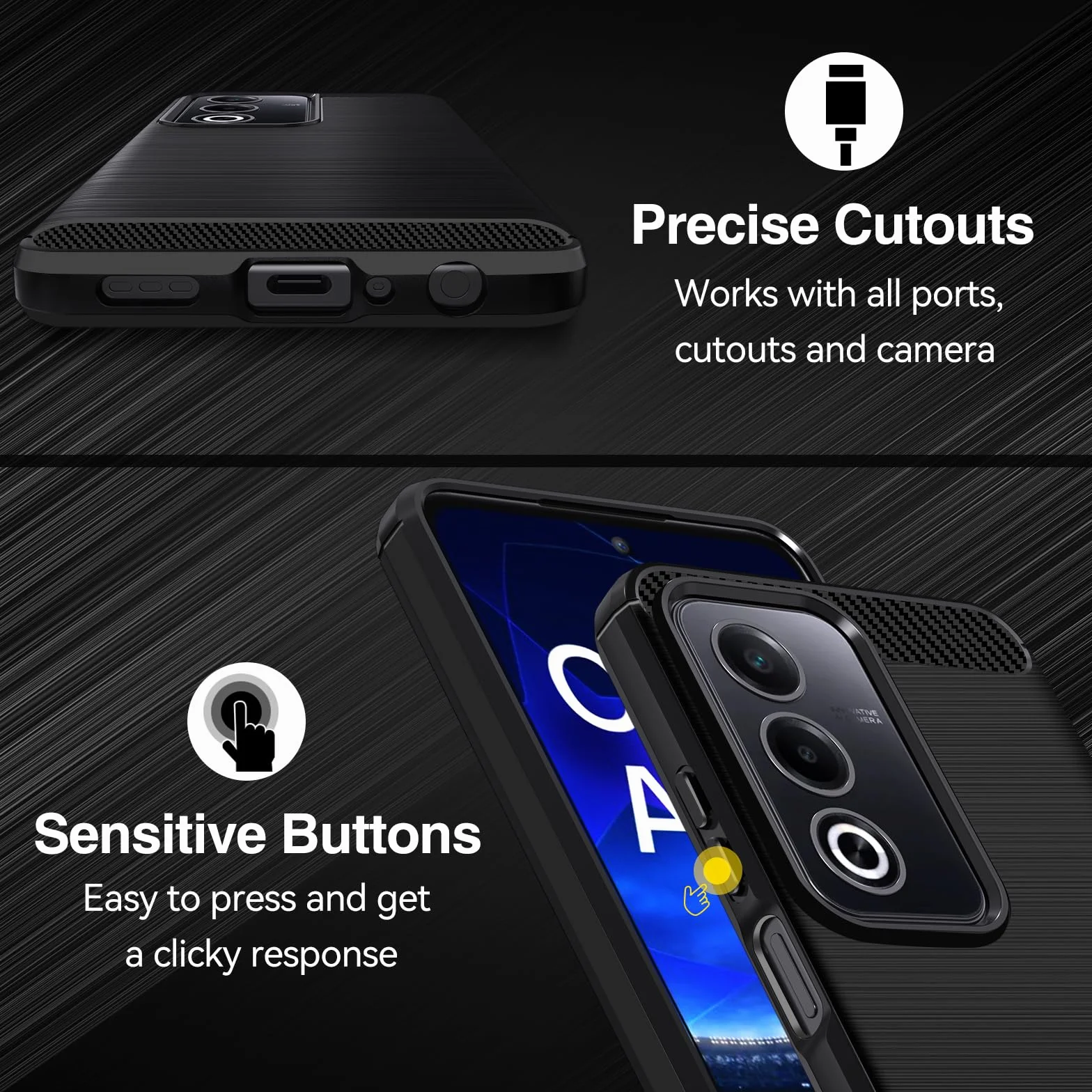 iVoler Etui do Oppo A80 5G z 2 szt. szkła hartowanego, [odporne na wstrząsy wojskowe] etui ochronne, smukłe miękkie silikonowe TPU odporne na odciski palców i zarysowania, czarne