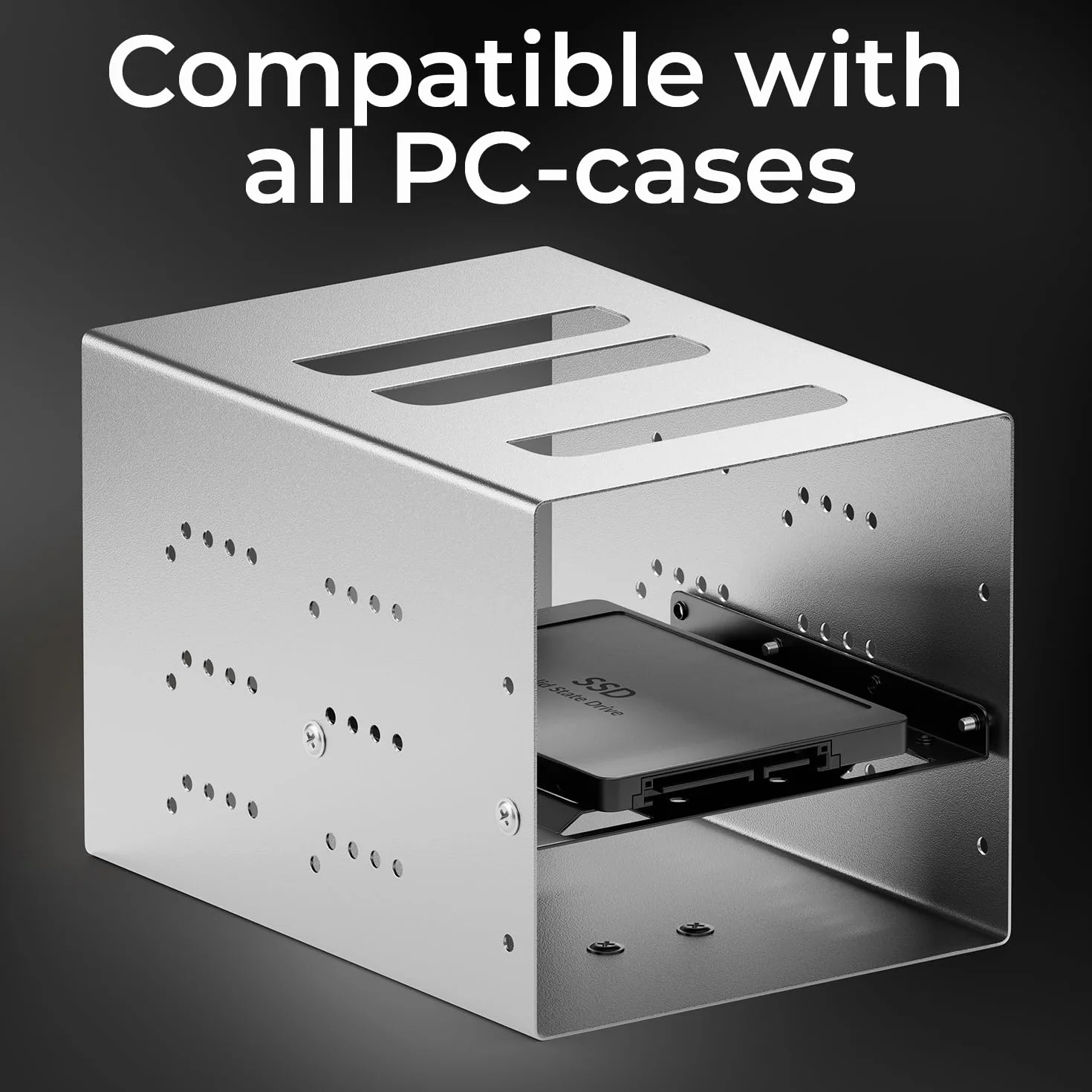 deleyCON Rama Montażowa dla Dysków Twardych 2,5" Adapter Dysków SSD do 3,5" Zdejmowana Rama Uchwyt Montażowy Szyny w Tym Śruby Adapter Zasilania Kabel SATA i Śrubokręt - Czarny
