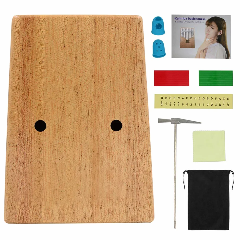 Rayzm Kalimba 17 klawiszy Pianino dotykowe przenośny instrument Marimba z akcesoriami masywny mahoń