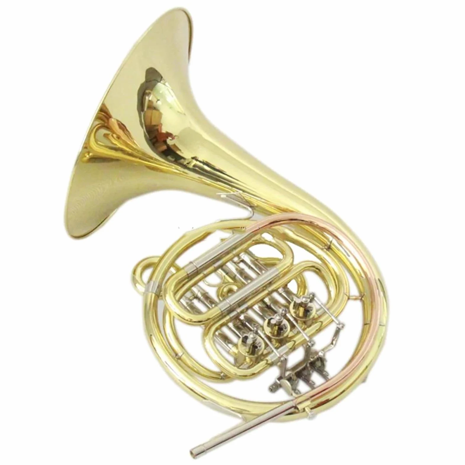 Instrument Muzyczny Waltornia Złoty Lakier Róg Francuski Poziom Profesjonalny Klucz BB Materiał Mosiężny Obrotowy Zawór Tłokowy Płócienna Obudowa