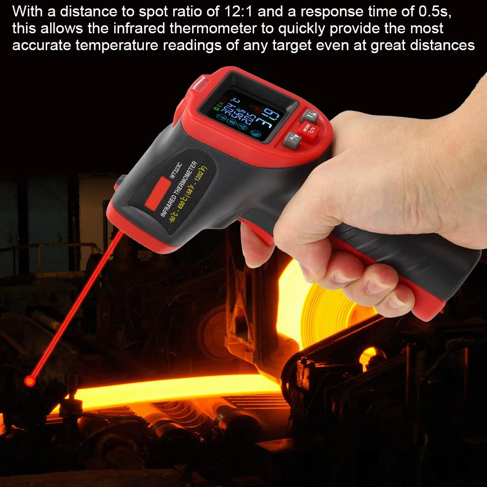WT323C -50℃ -650 ℃ termometr przemysłowy, termometr na podczerwień, ręczny tester temperatury, dokładność pomiaru 0,1 (nie nadaje się do pomiaru temperatury ciała)
