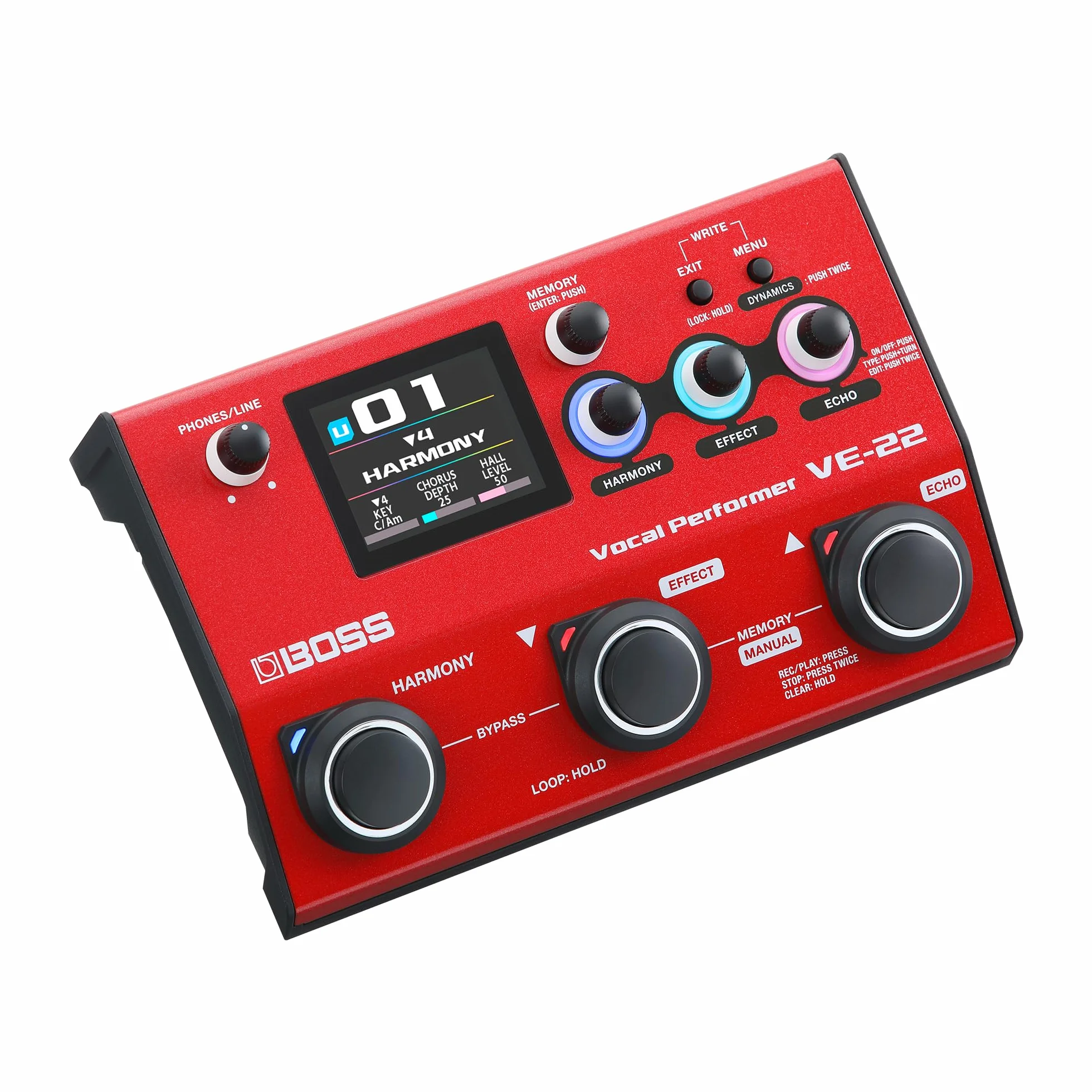 BOSS VE-22 Vocal Performer | Zaawansowany Procesor z Wieloma Efektami dla Wokalistów | Potężne Funkcje Harmonii i Podwajania | Automatyczna Korekcja Wysokości Dźwięku | Idealny do Występów Scenicznych