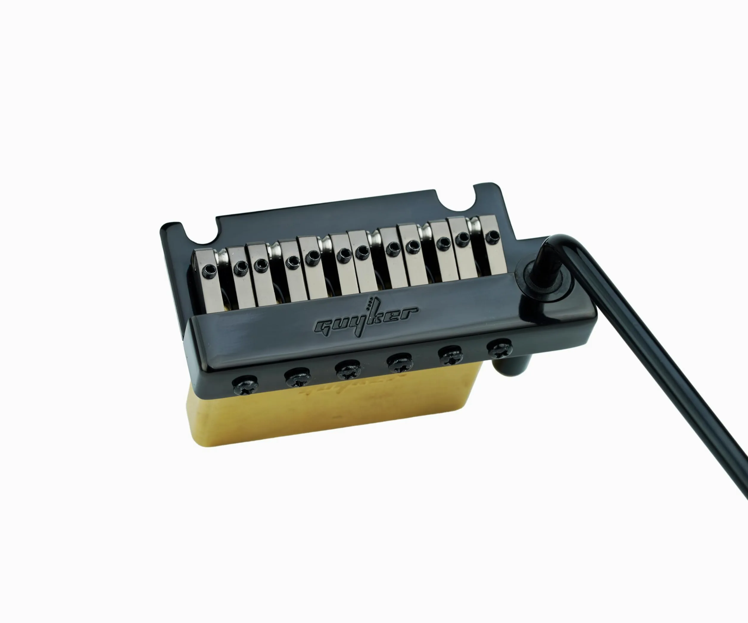 Guyker Mostek do gitary z tremolo, rozstaw strun 10,8MM z mosiężnym wałkiem, mosiężnym blokiem i śrubą mostka, sprężyną i szponą, pop-in wibrato, kompletny zestaw instalacyjny, GG1009-T Czarny