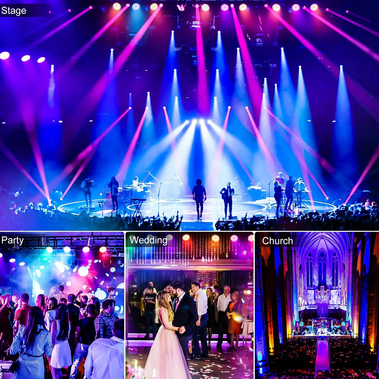 BETOPPER Stage Lights stroboskopowe oświetlenie sceniczne LED, RGBW 4 w 1, DMX512, lekkie światło dyskotekowe, oświetlenie DJ na imprezę, wesele, do klubu, baru, pokazu, 4S