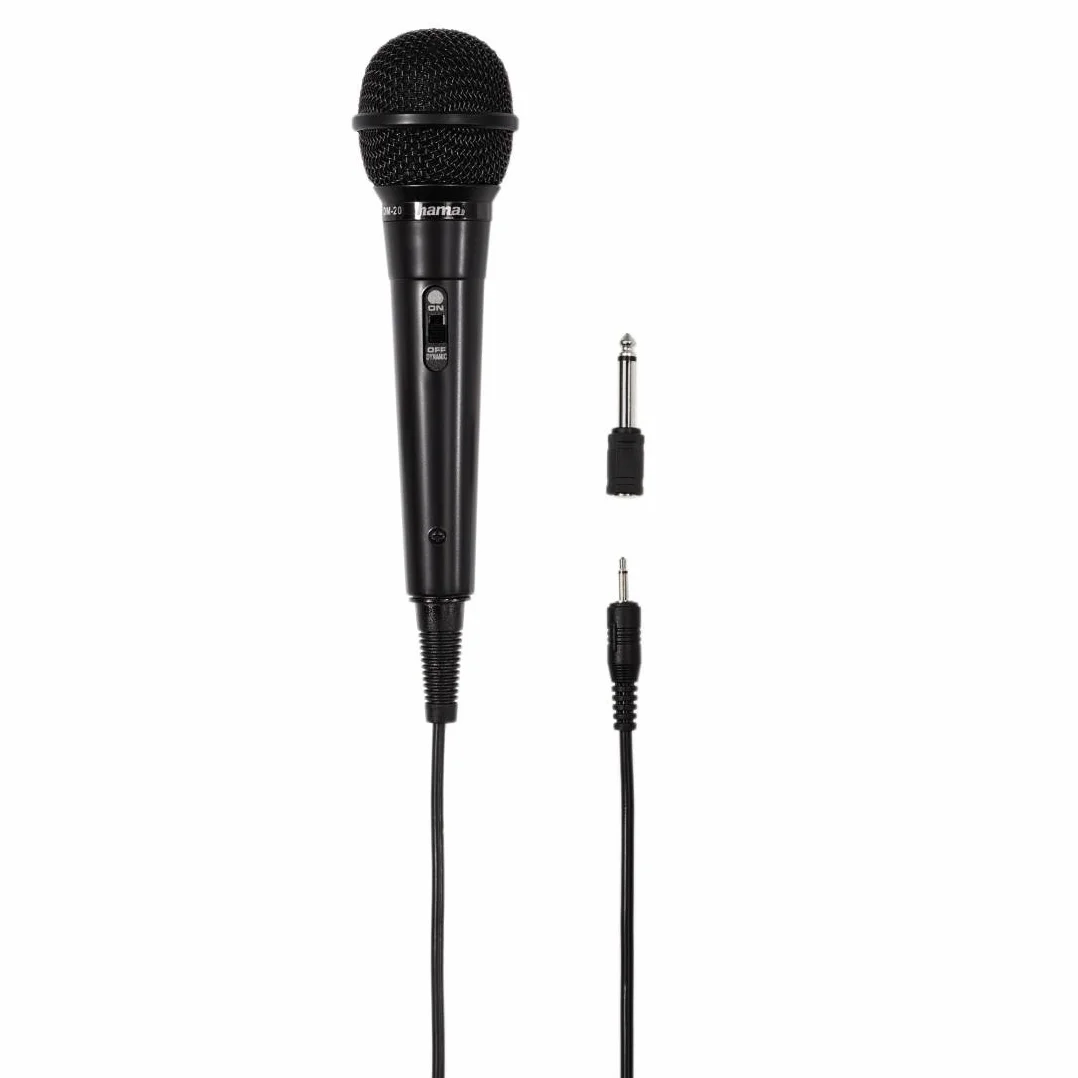 Hama mikrofon dynamiczny przewodowy (do karaoke, 6,3mm, kabel 2,5m, wokalowy) czarny