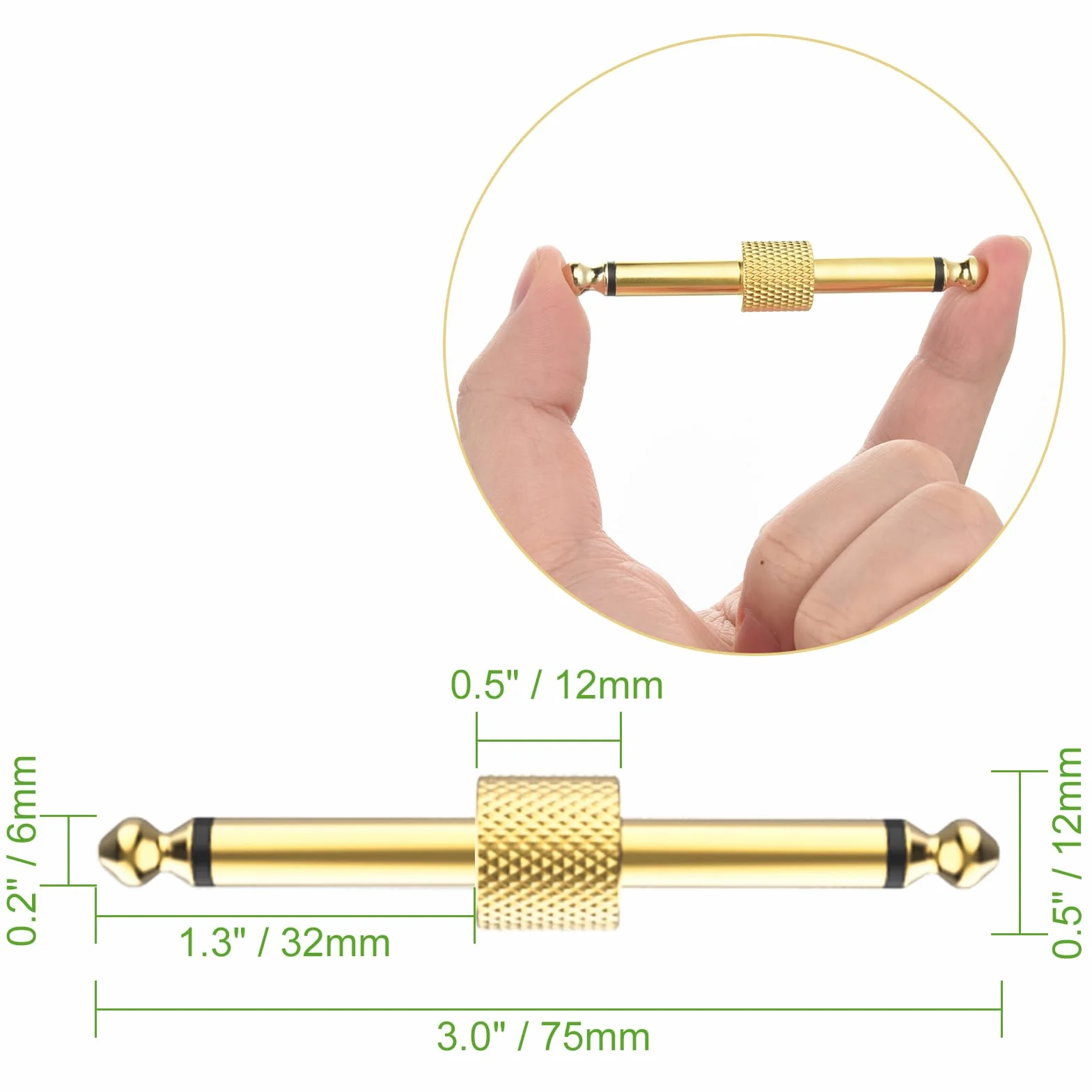 OTraki 6,35 mm kabel krosowy do gitary, 6 sztuk pomocniczych kabli krosowych do gitary profesjonalny kabel jack 1/4 cala wtyczka jack pozłacana prosta wtyczka na wtyczkę do pedalboardów