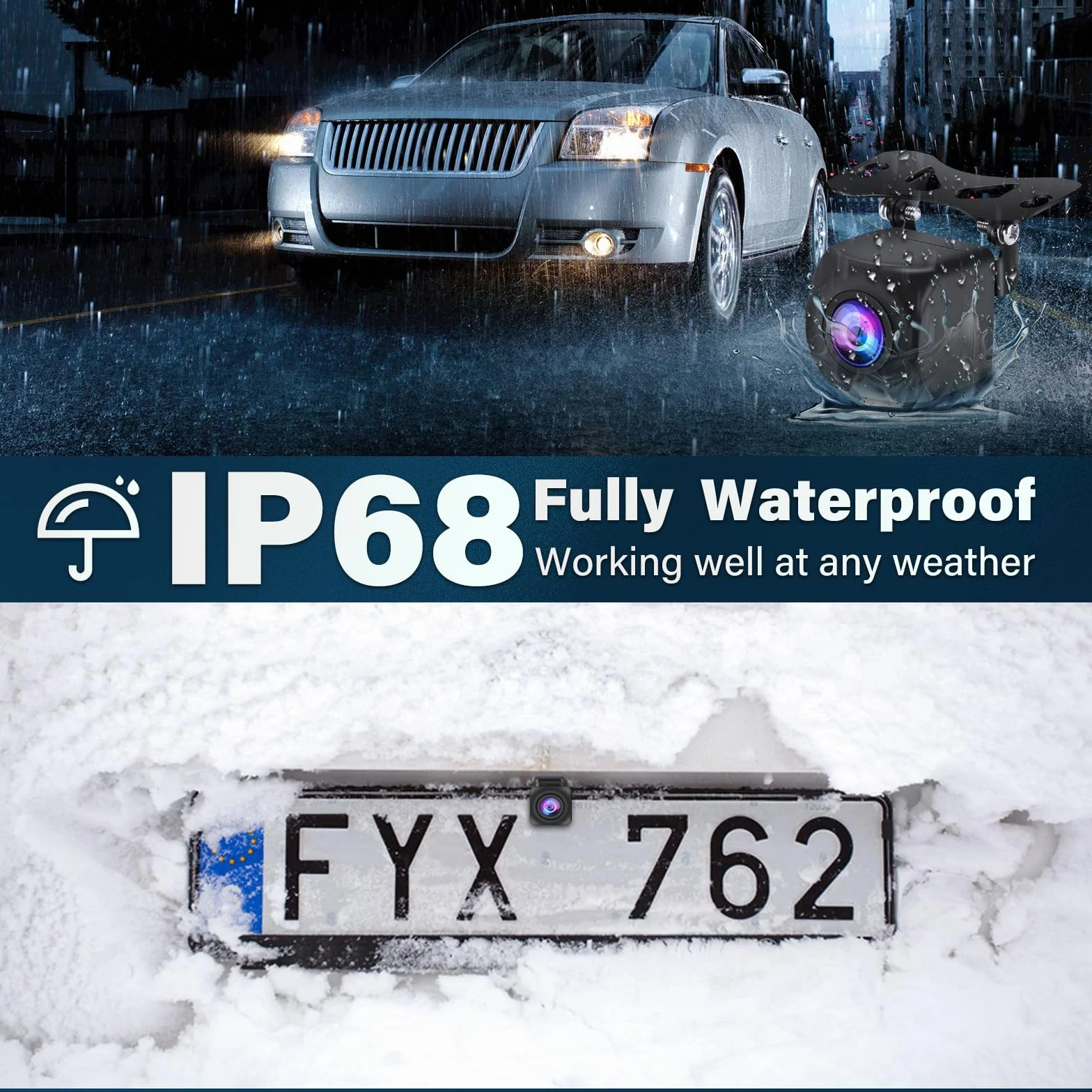 Samochód tylny aparat z monitorem AHD 1080P kamera tylna z 4,3" monitorem LCD, IP68, wodoodporna, noktowizor 140°, szerokokątna kamera tylna do samochodów, kamperów, ciężarówek, system pomocy