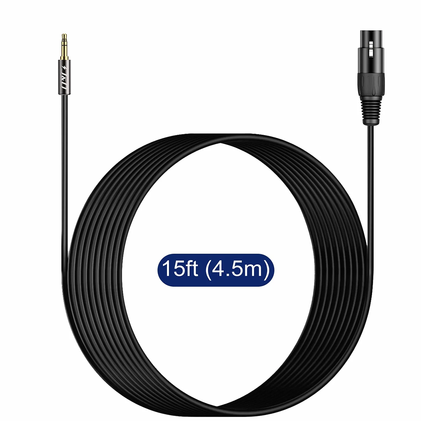 J&D Kabel mikrofonowy XLR na 3,5 mm, pozłacany, wytrzymały XLR żeński na 1/8 cala TRS męski zbalansowany adapter do lustrzanki cyfrowej, kamer, komputerowej karty dźwiękowej, 4,5 m