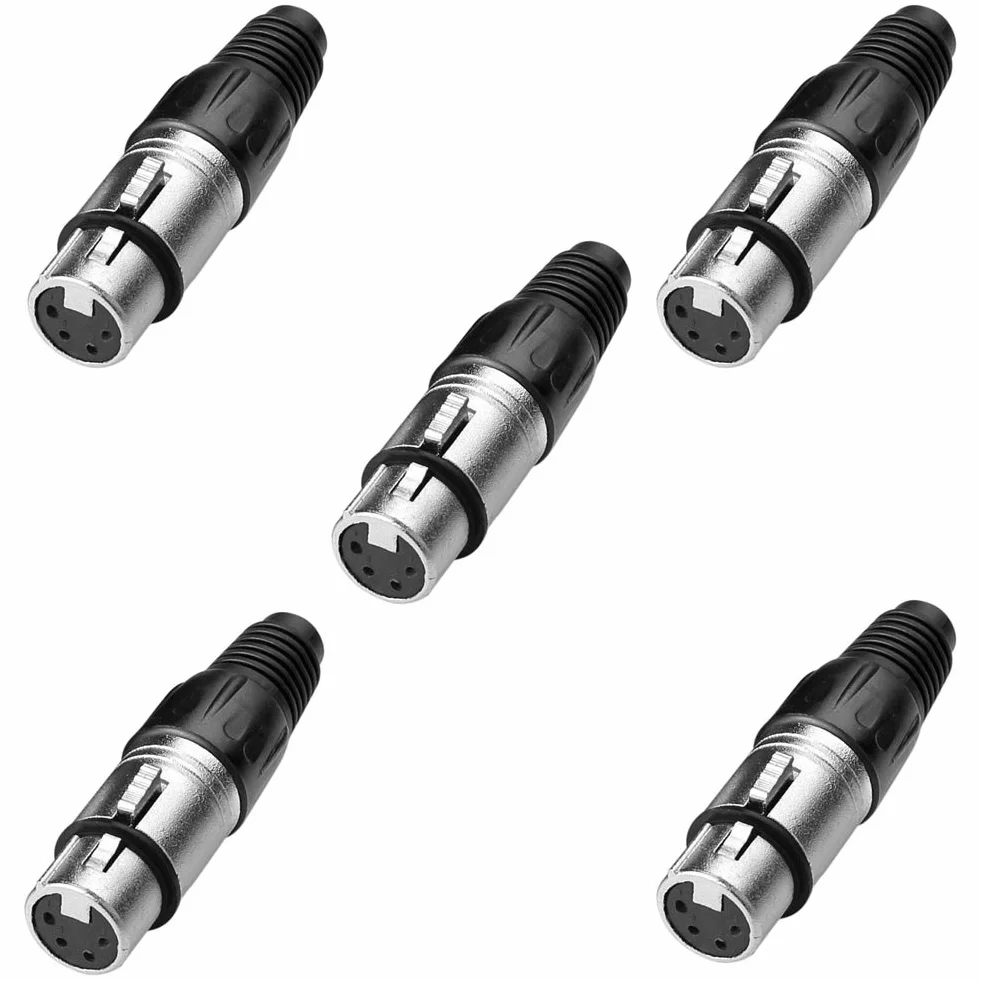 5x 4-pinowe złącza żeńskie XLR adapter audio mikrofonu
