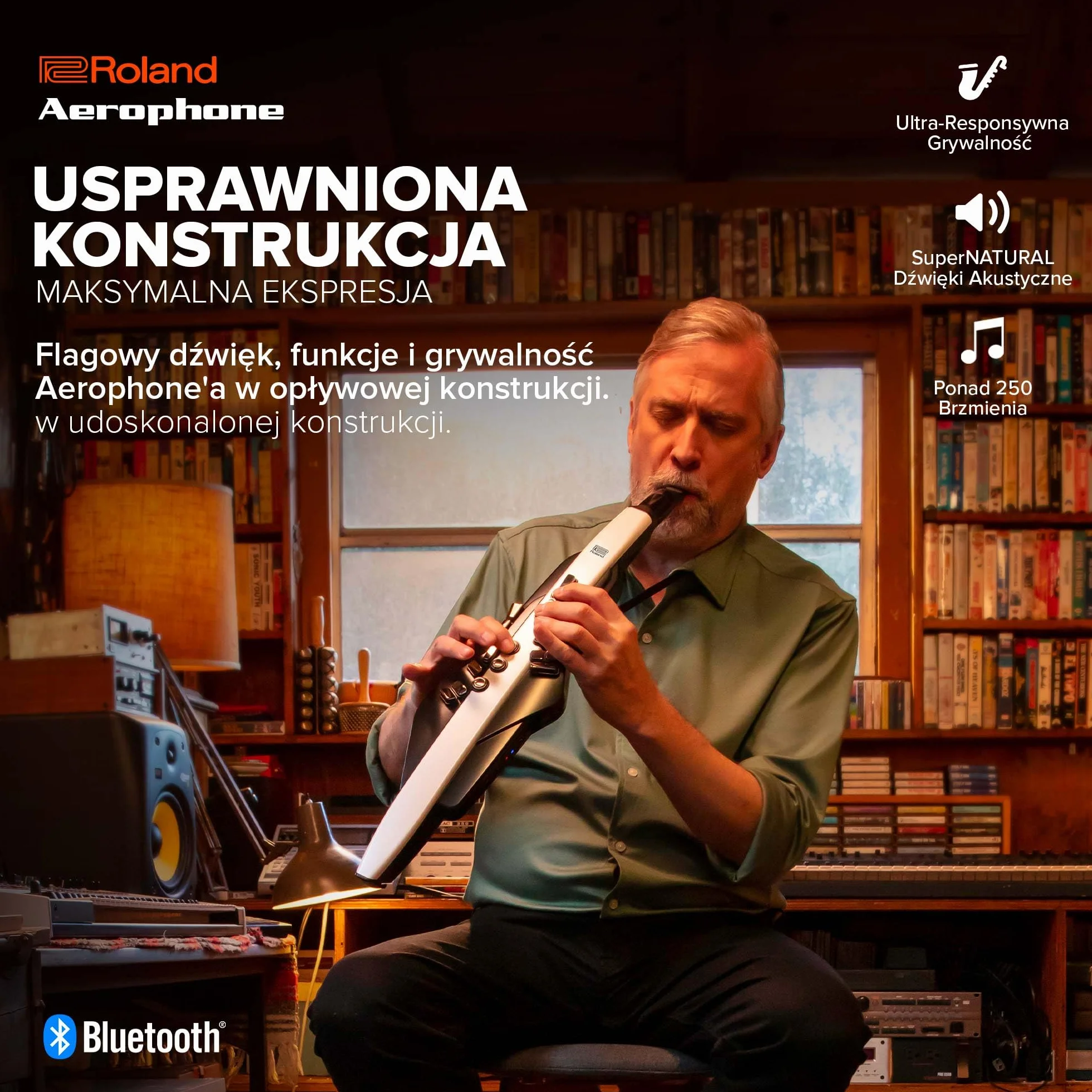 Roland AE-20 Aerophone | Najwyższej Klasy Cyfrowy Instrument Dęty | Brzmienia Akustyczne SuperNATURAL i Zaawansowana Technologia ZEN-Core | Ultra-Responsywna Grywalność | Ponad 250 Brzmień
