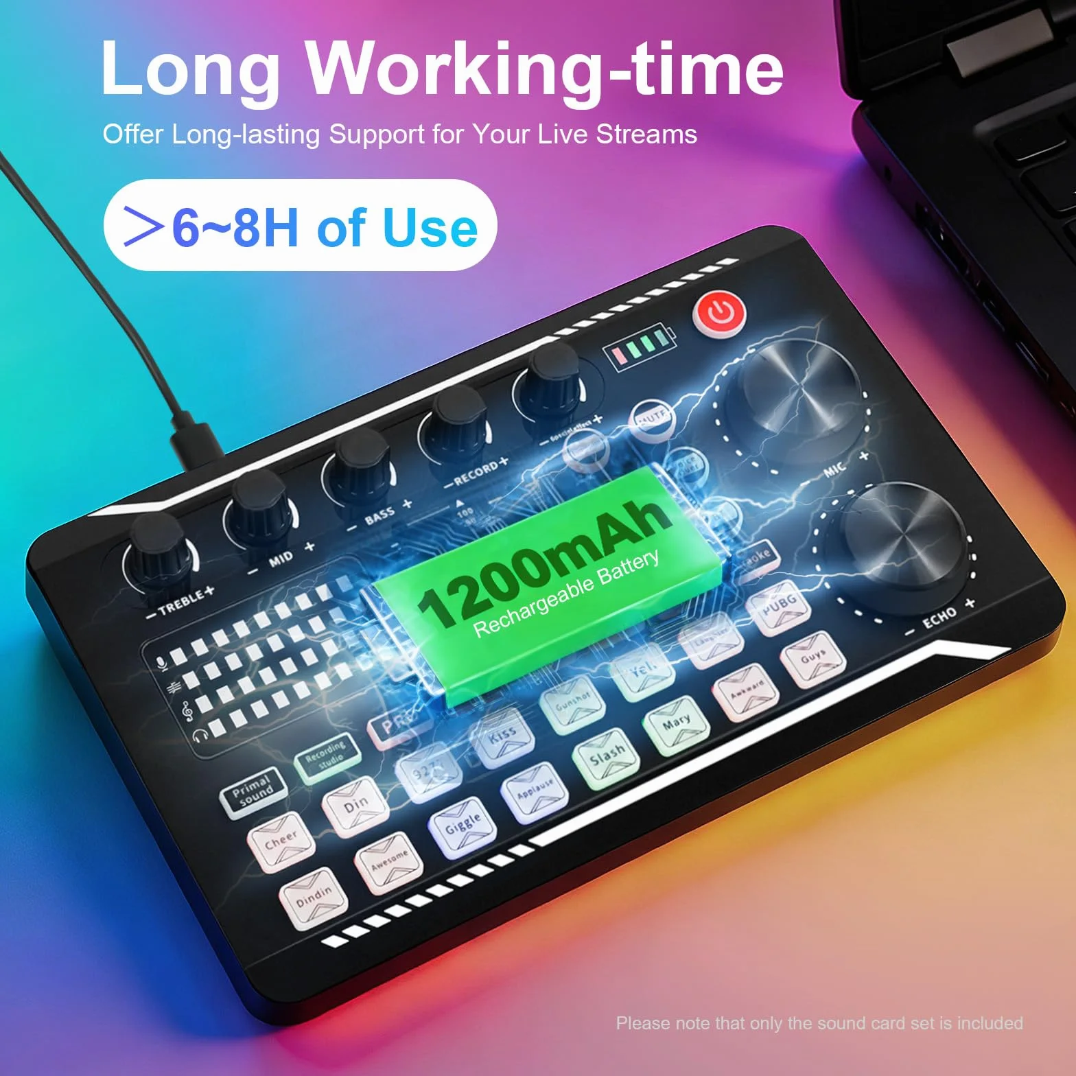 Soundboard Live Sound Card Interfejs audio mikser strumieniowy z efektami dźwiękowymi Bluetooth zmieniacz głosu, karta dźwiękowa do nagrywania podcastów, streaming na żywo, YouTube, PC, smartfon