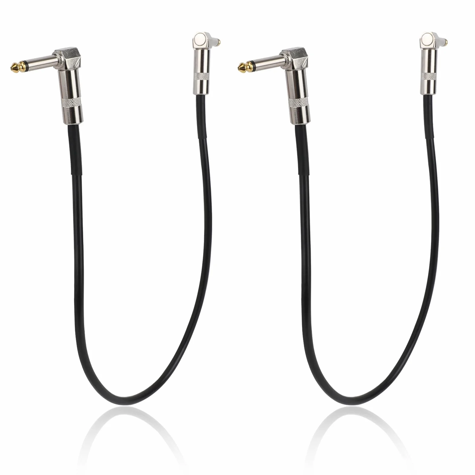 2 Kable Połączeniowe do Gitary, 50 cm Kątowy Kabel Gitarowy Złącze Pedału Efektowego do Miksera Gitary Basowej Perform