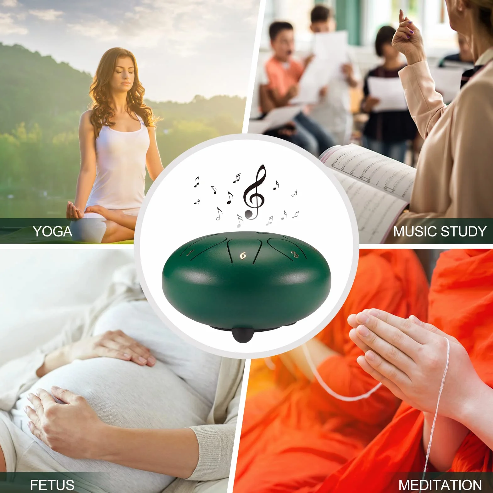 Stalowy bęben językowy, bęben językowy 8 nut 6 cali bęben tarczowy stalowy język perkusista bęben stalowych języków instrument perkusyjny hand pan drum z pudełkiem na akcesoria, torbą, kostką do gry