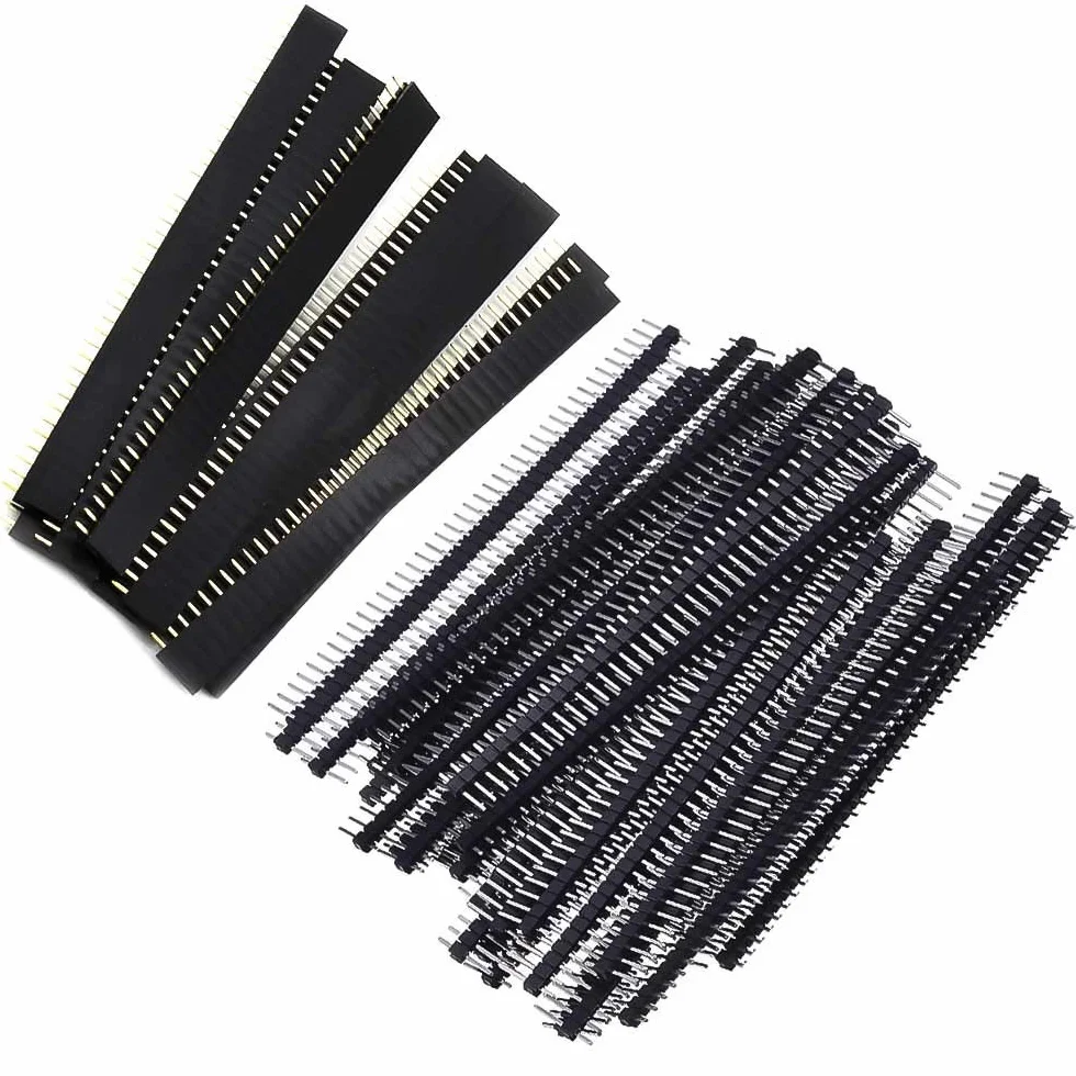 FYSL 40 sztuk 2,54 mm nagłówki wtykowe płytka PCB 40-pinowe męskie i żeńskie złącze do nagłówka Arduino osłona, 20 szt. męski nagłówek, 20 szt. żeński nagłówek