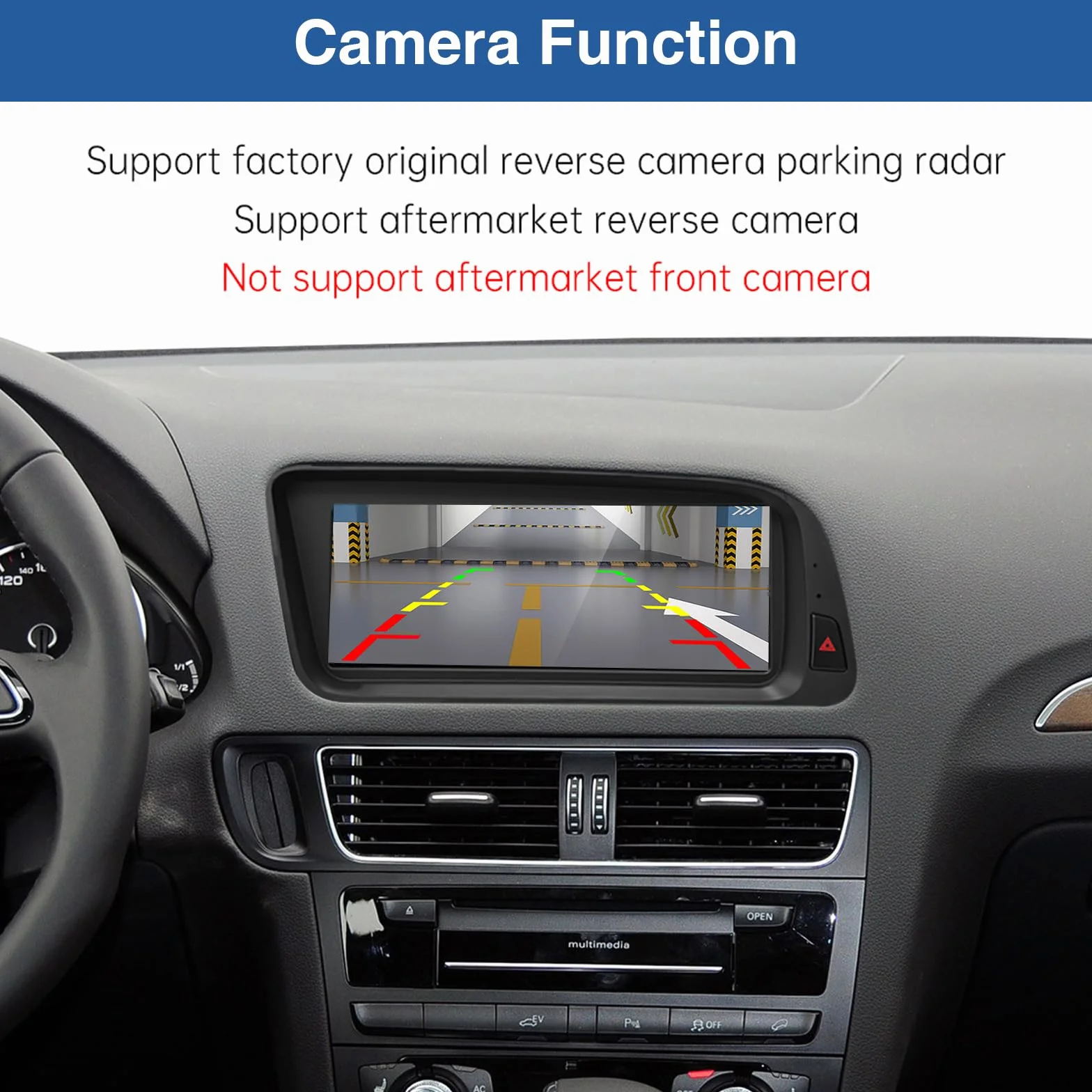 Road Top 8,9 cala Bezprzewodowy ekran dotykowy radia samochodowego CarPlay dla Audi Q5 2009-2017 rok z 3GMMI, multimedialny ekran stereo radia samochodowego, obsługa bezprzewodowego Android Auto