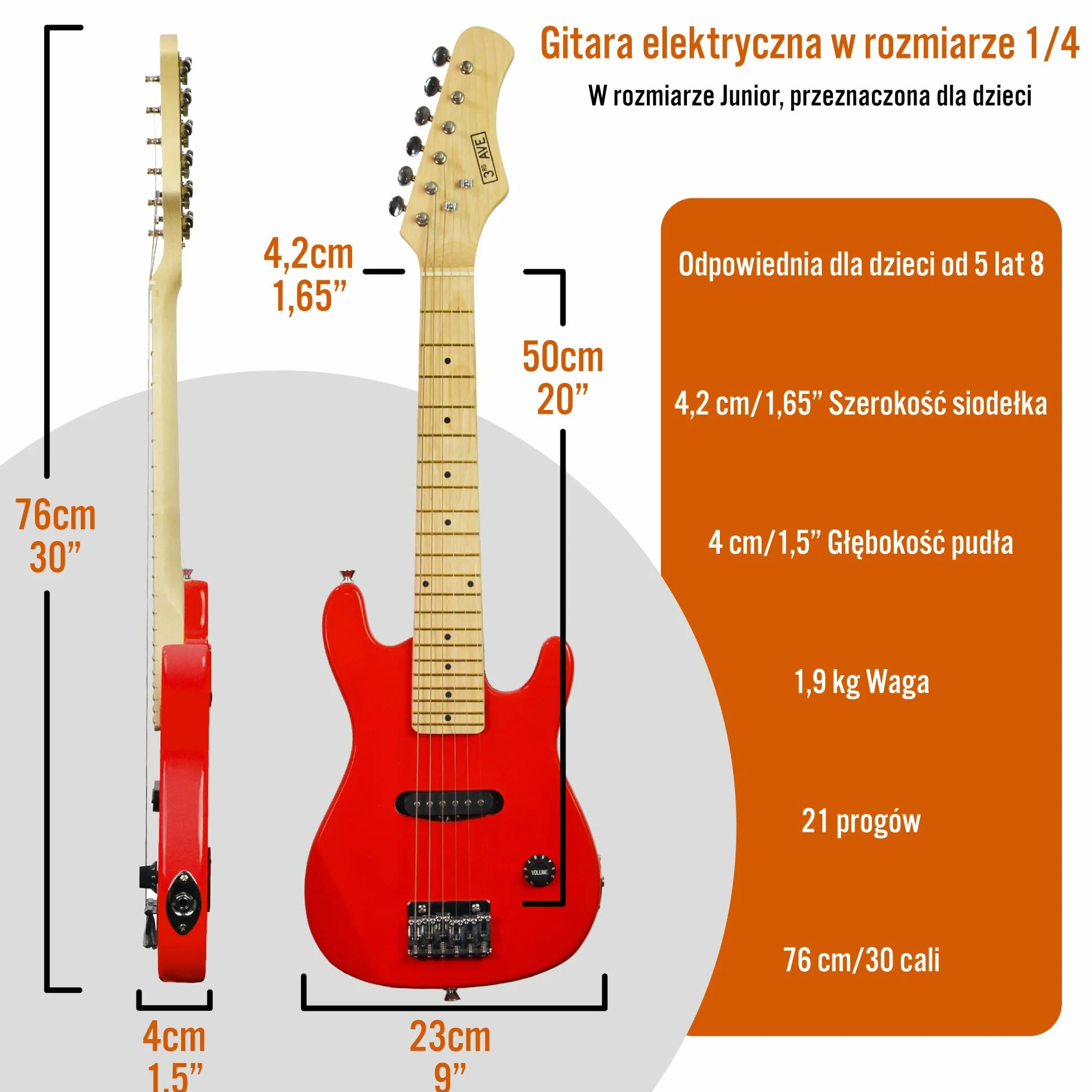 Zestaw gitary elektrycznej dla dzieci 1/4 5-watowy wzmacniacz przenośny czerwony