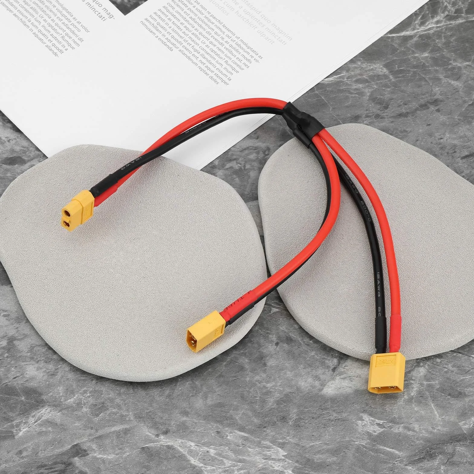 EMSea XT60 żeński na podwójny męski kabel przedłużający 12 AWG XT60 żeński do 2 XT60 męski adapter wtykowy przedłużacz do panelu słonecznego, generatora słonecznego, elektrowni statku (30 cm)