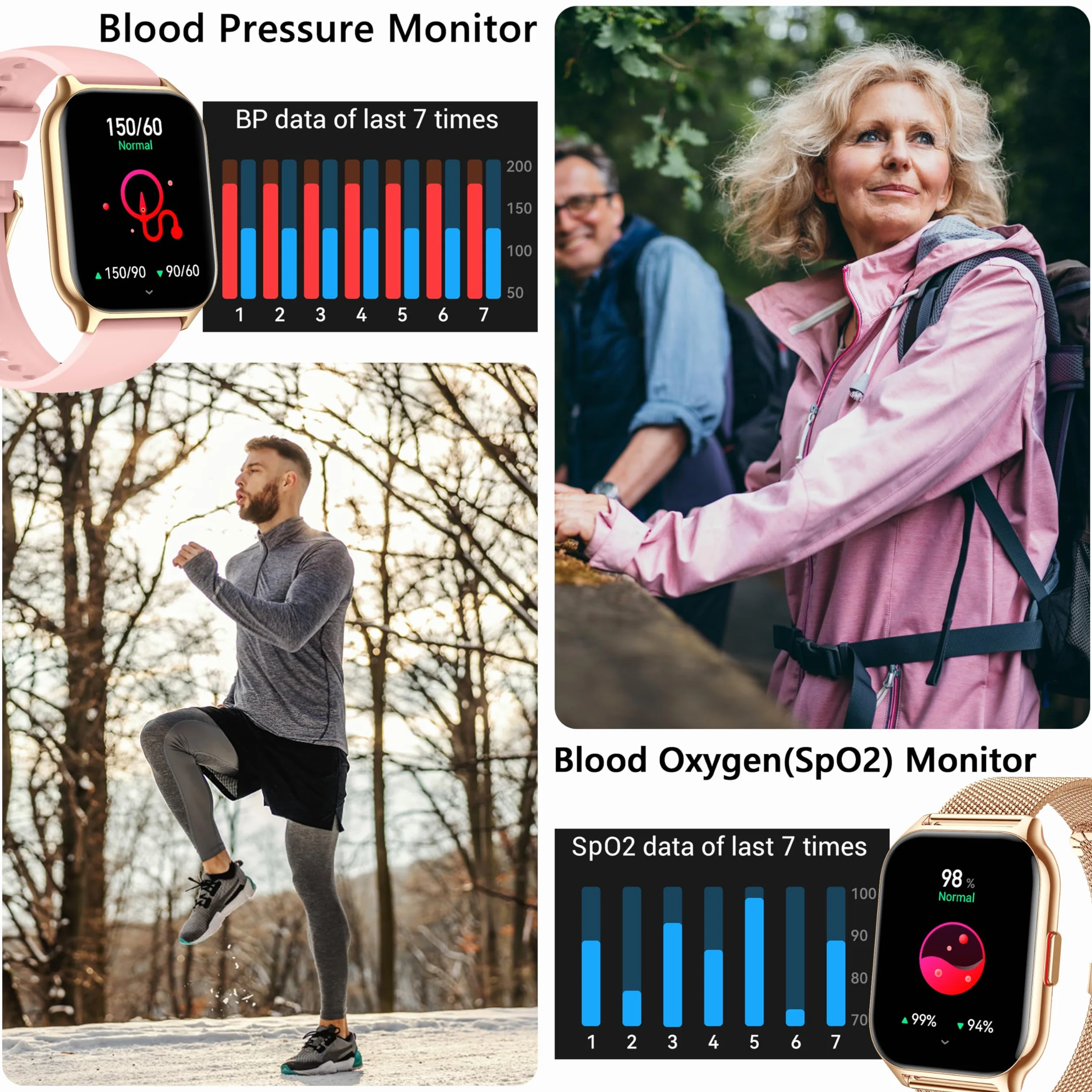 Smartwatch, odbieranie, nawiązywanie połączeń, 2-calowy smartwatch dla mężczyzn i kobiet, zegarek fitness z ciśnieniem krwi, monitorem snu, licznikiem kroków, ponad 110 sportów, smartwatche