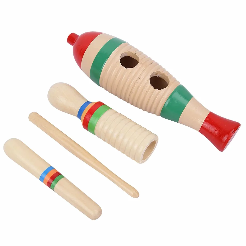 Drewniany skrobak Guiro Sound Tube Muzyczny instrument perkusyjny Kolorowy instrument perkusyjny dla dzieci bawiących się w przedszkolu