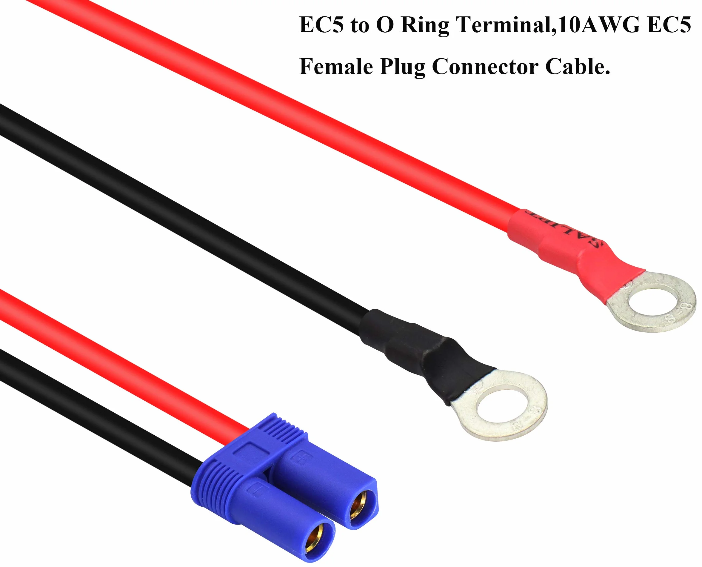 EC5 na kabel adaptera zacisku O-ring, EC5 żeński na oczko oczko, złącze przedłużające 10AWG, RC ESC, ładowarka boczna (40 cm)