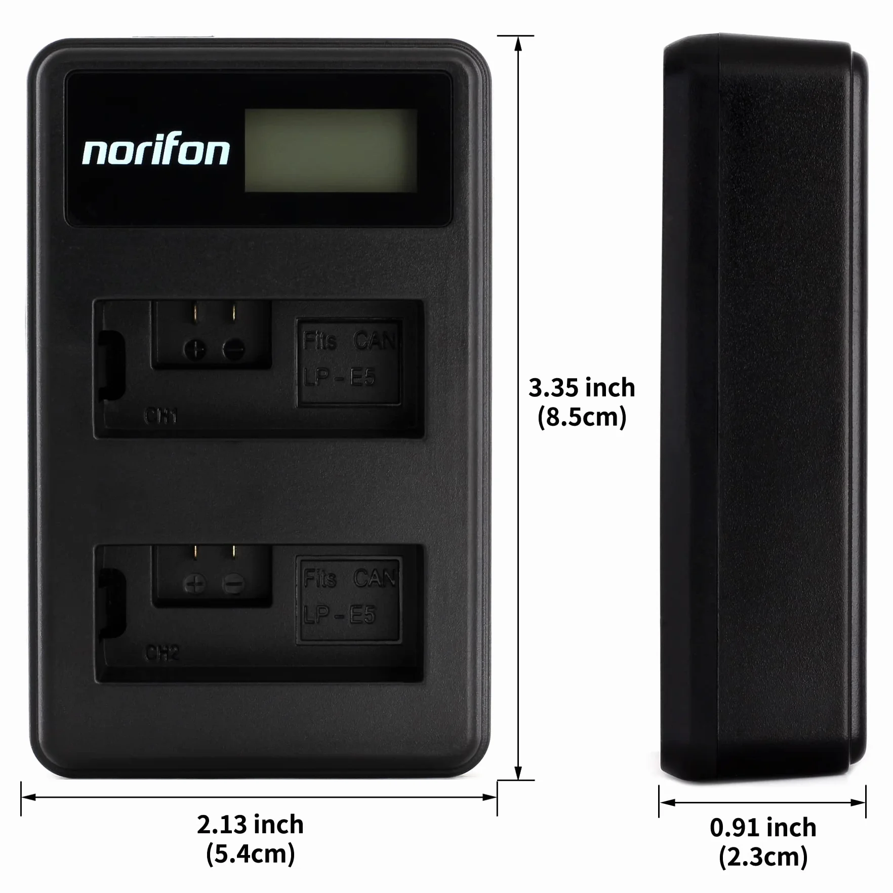 Norifon LP-E5 Dwukanałowa LCD USB Ładowarka do Canon EOS 1000D, EOS 450D, EOS 500D, EOS Kiss F, EOS Kiss X2, EOS Kiss X3, EOS Rebel T1i, EOS Rebel XS, EOS Rebel Xsi Aparat i nie tylko