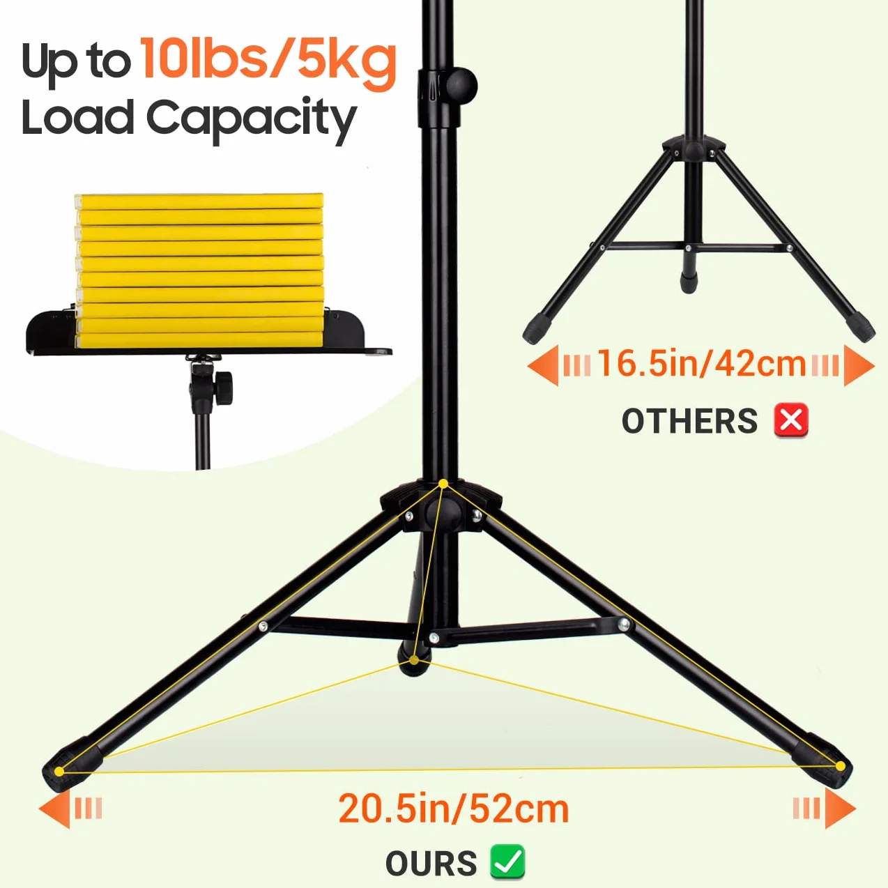 Cahaya Style2 Stojak na Nuty, Czarny, od 79 cm do 142 cm