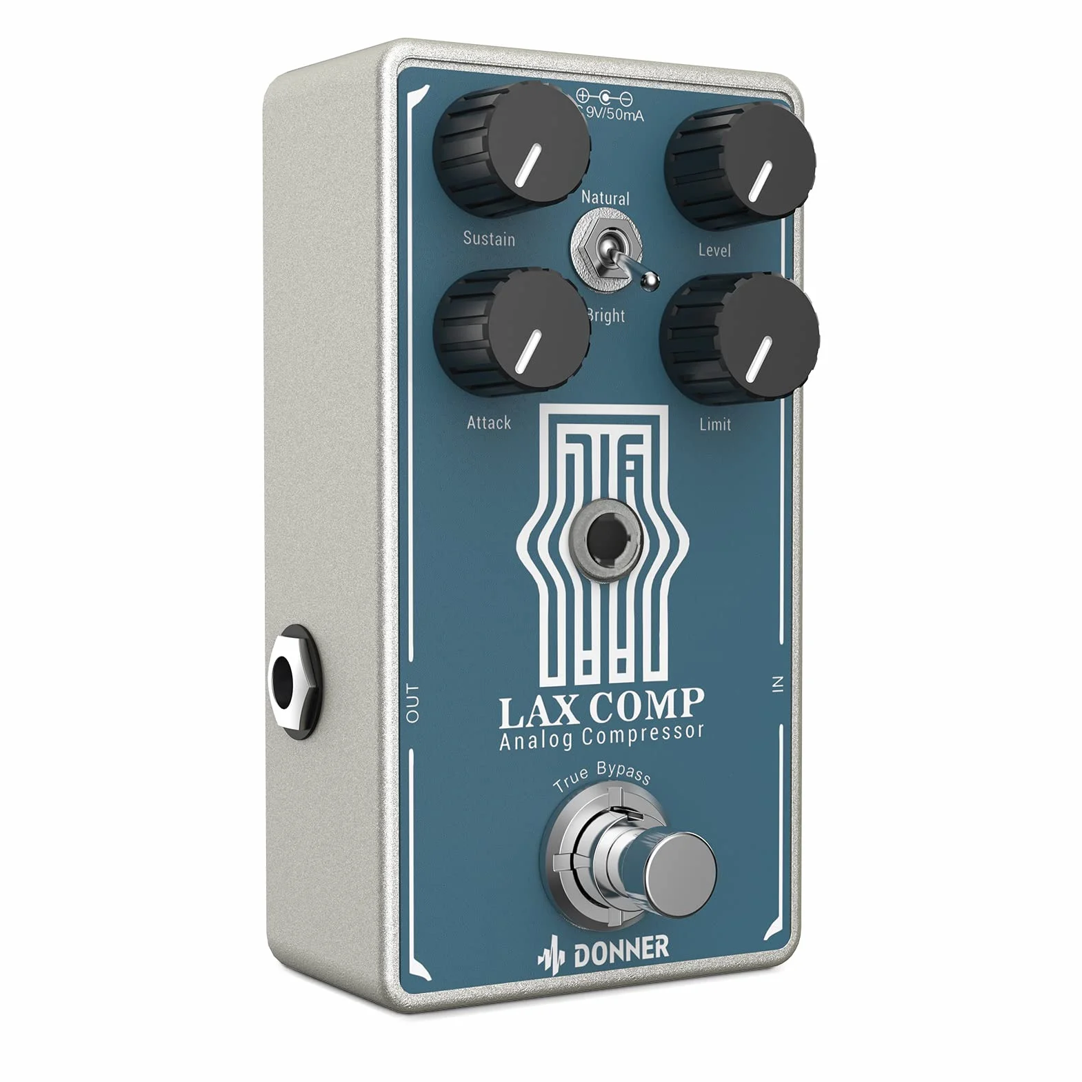 Donner Lax Comp gitarowy kompresor do gitary i basu elektrycznego z 2-pasmowym Boost EQ True Bypass