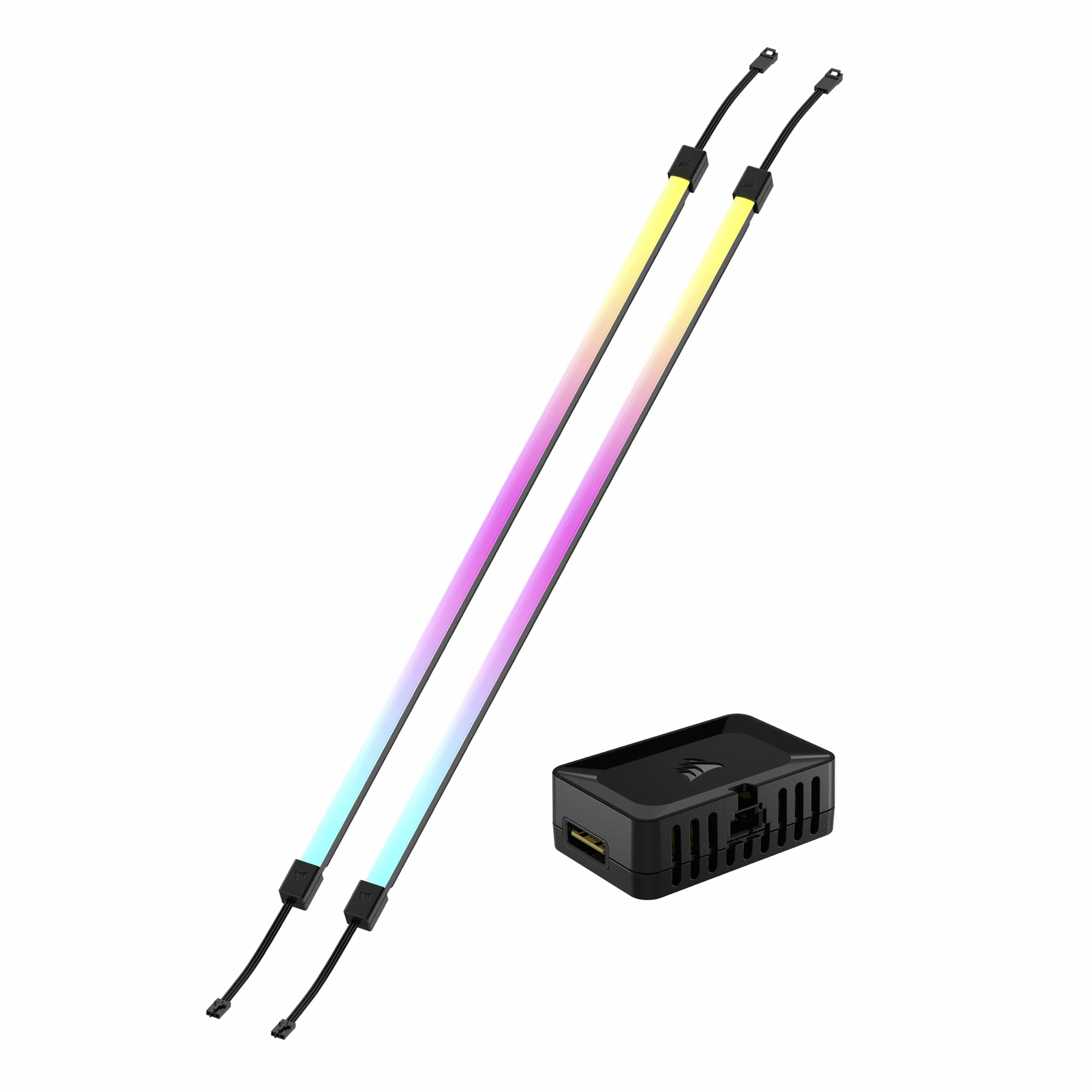 CORSAIR iCUE LINK LS430 Aurora RGB Pasków Świetlnych 430mm Zestaw – 2x Magnetyczne Rozproszone Indywidualnie Adresowalne Taśmy LED RGB – Adapter iCUE LINK i 3-Stykowy Kabel ARGB na iCUE w Zestawie