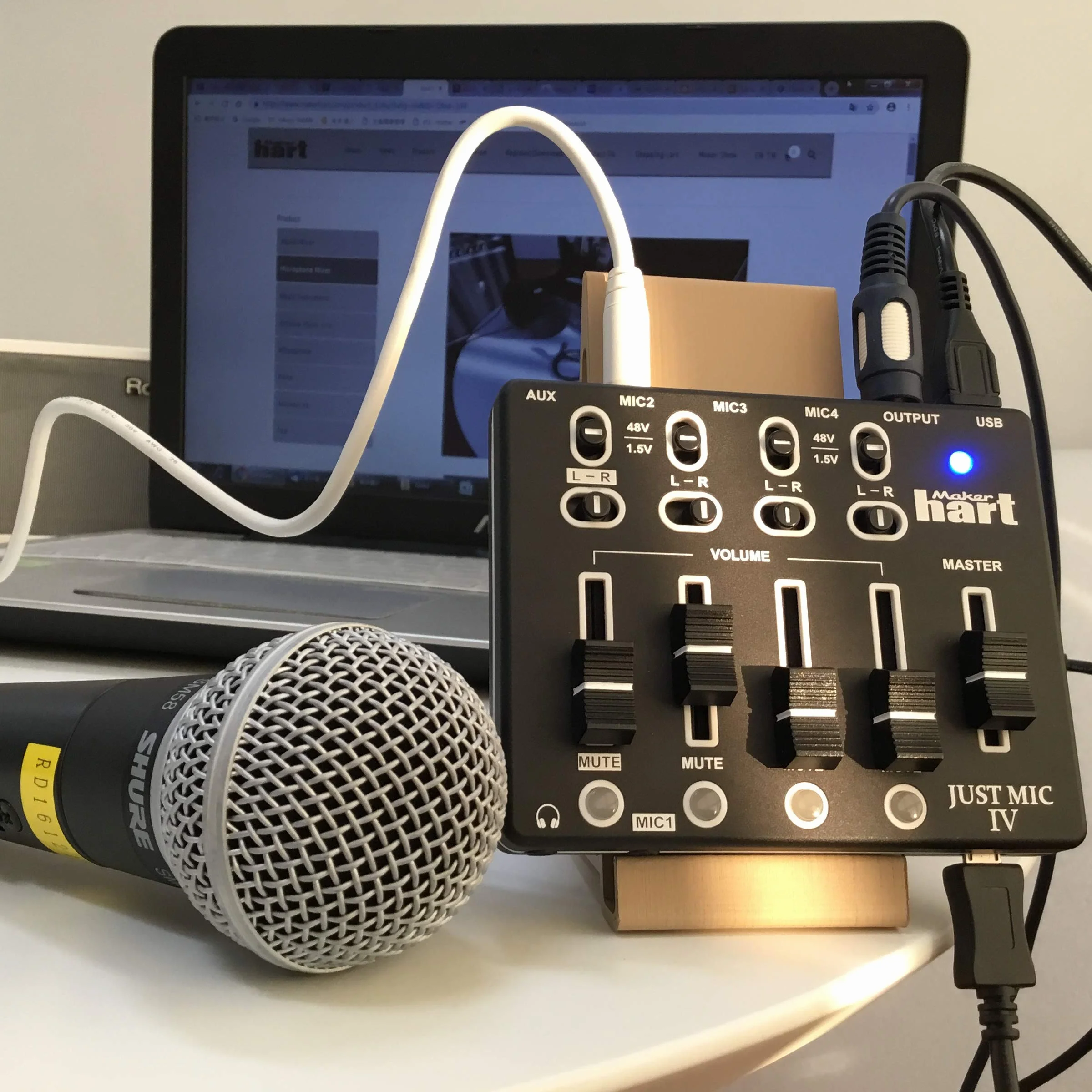 Maker hart Just Mic 4 mini mikser mikrofonowy 4 kanały/przenośne zasilanie fantomowe/interfejs audio