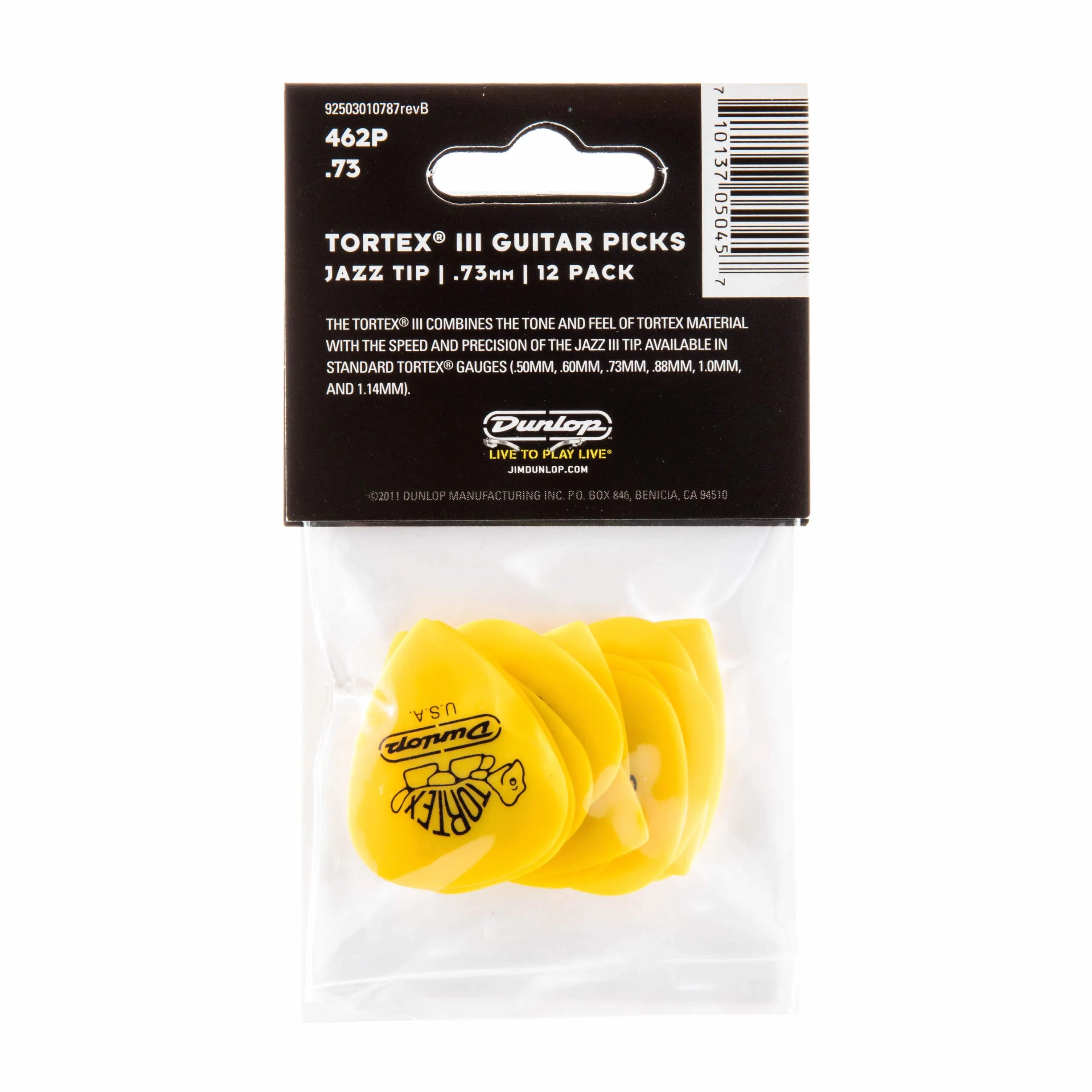 Dunlop III 462 Picks 0,73 12-Pack, yellow - Zestaw kostek