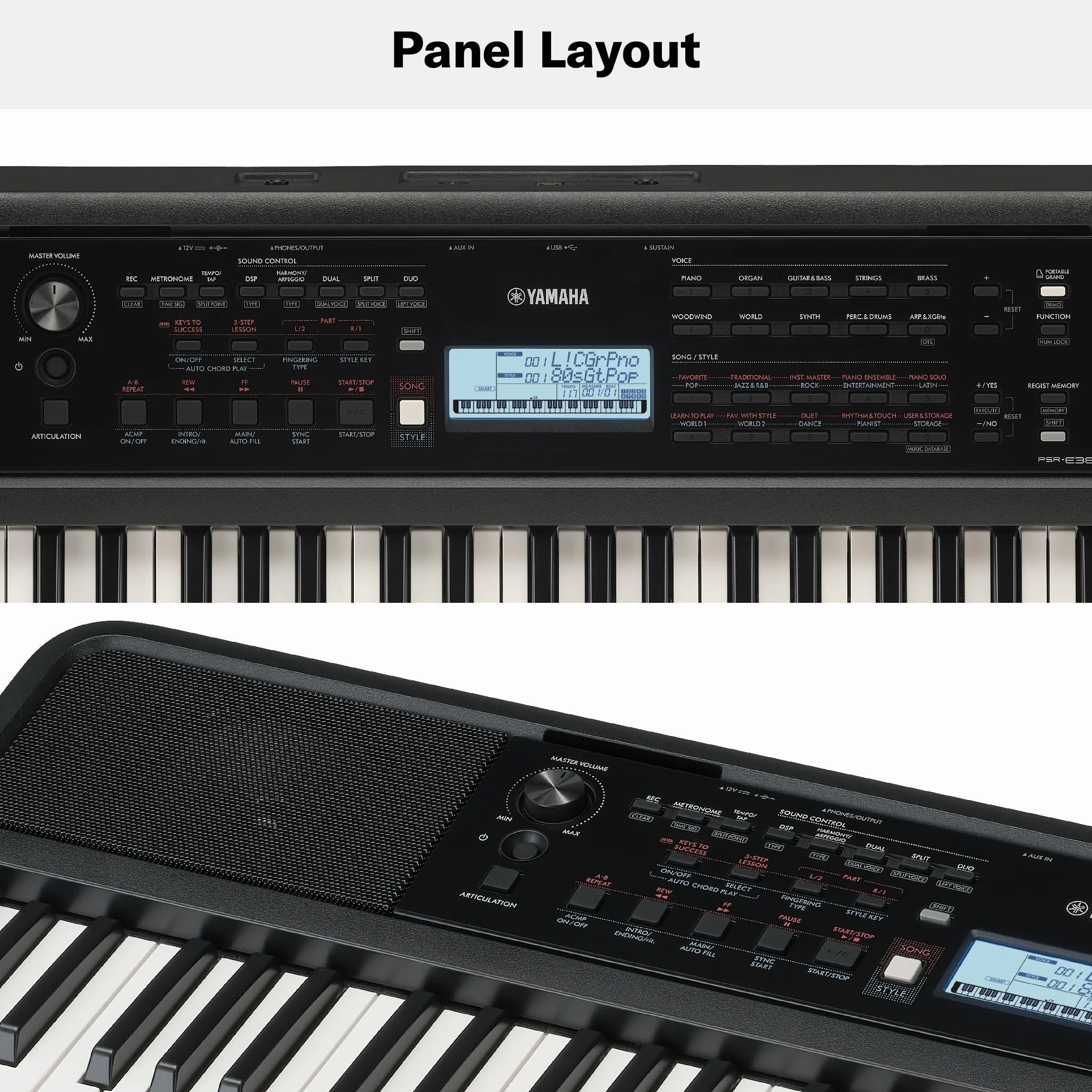 Yamaha PSR-E383 Przenośny Keyboard 61 Czułych na Dotyk Klawiszy, Lekcje Online Yamaha Music School