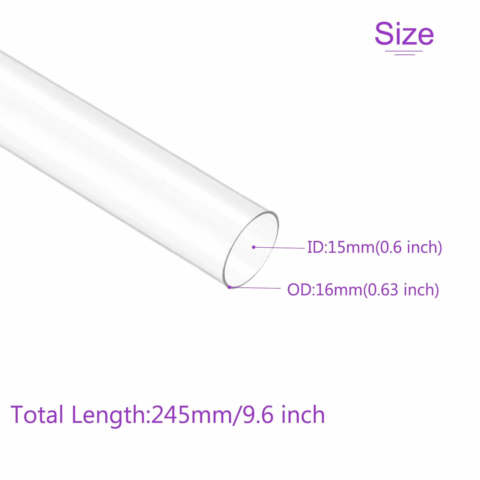 DMiotech 3 szt. 24.4 cm przezroczysta sztywna rura z tworzywa sztucznego 15 mm x 16 mm (5/20.3 cm) rura z poliwęglanu okrągła rura do oświetlenia wodno-kanalizacyjnego