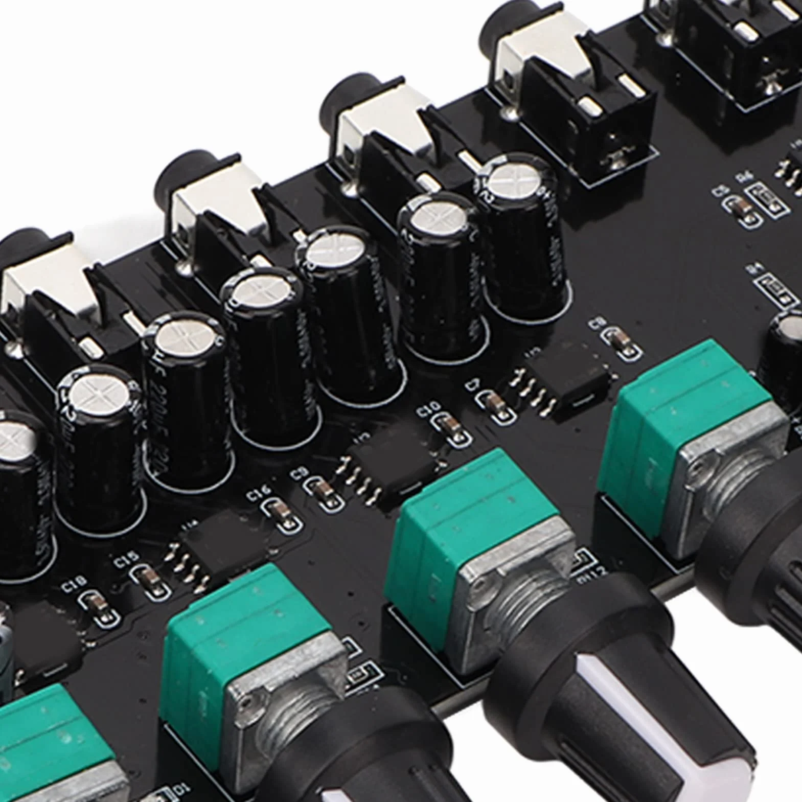 Płytka Miksera Stereo, 3,5 Mm 2 Wejścia 4 Wyjścia Profesjonalny Mikser Audio Płyta Dźwiękowa System Konsoli, Wzmacniacze Dystrybutor Miksera z Niezależnym Pokrętłem Regulacji Głośności