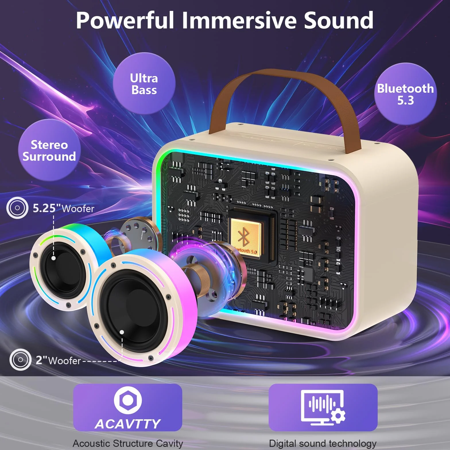 JYX Maszyna do karaoke z 2 mikrofonami dla dzieci i dorosłych, diodami LED i magicznym dźwiękiem, przenośny, bezprzewodowy głośnik Bluetooth, obsługuje imprezę domową/na zewnątrz/prezenty/dekoracje