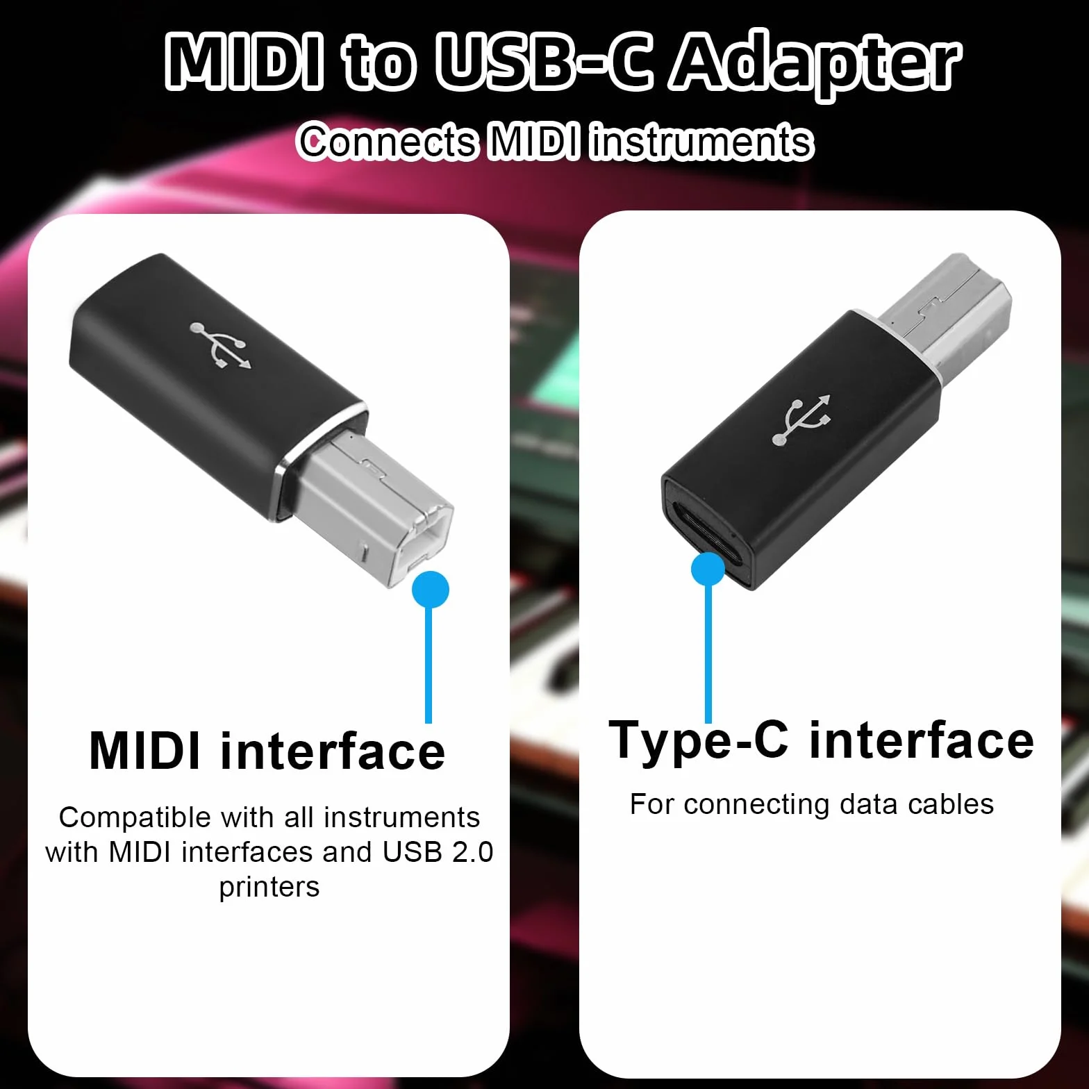 2 Szt. Adapterów USB B do USB C i 2 Szt. Adapterów USB-C do USB-B Pod Kątem 90 Stopni, Kompatybilnych z Drukarkami Pianinami Elektrycznymi Skanerami Laptopami i Urządzeniami Typu C