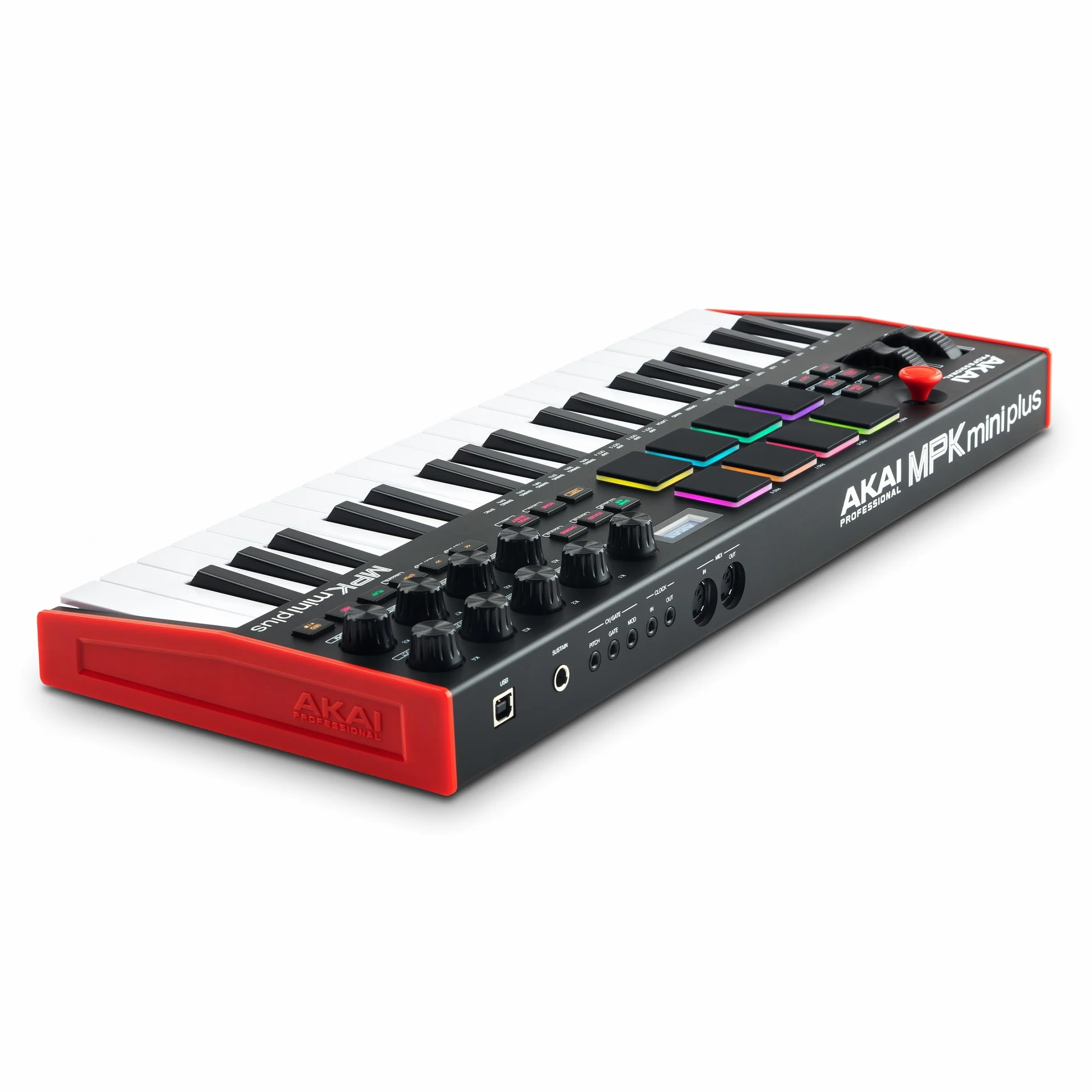 Akai Professional MPK Mini Plus – klawiatura sterująca USB MIDI z 37 miniklawiszami, 8 padami MPC, sekwencerem, MIDI/CV/Gate I/O, programem do produkcji muzyki oraz pakietem Native Instruments