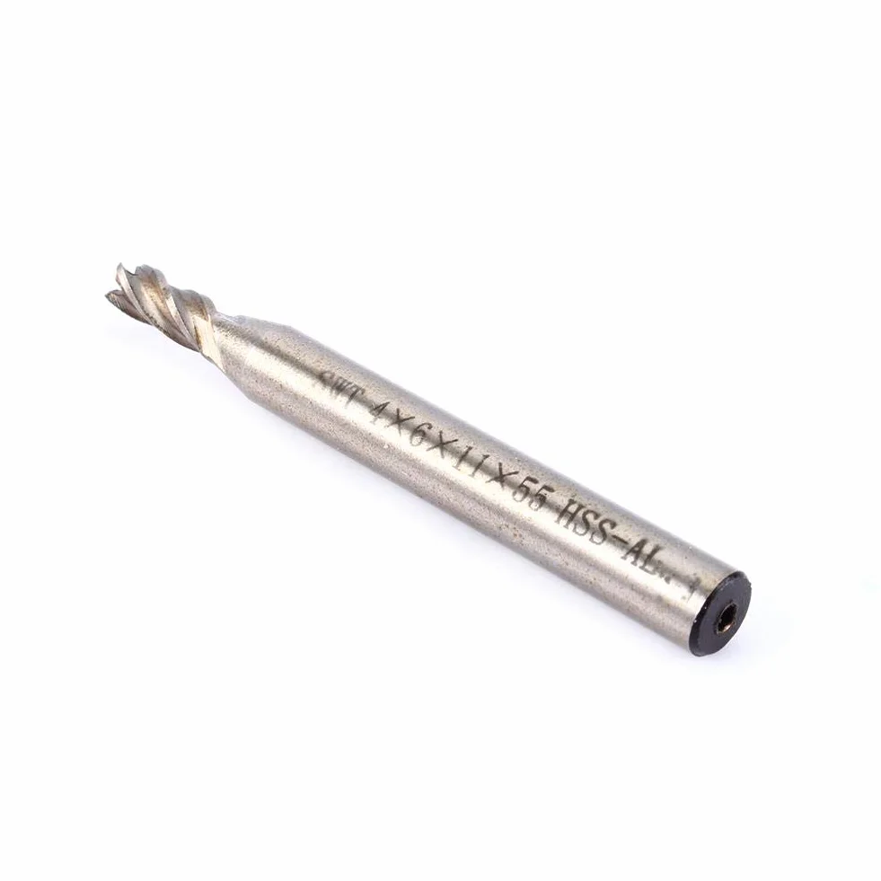 Yosoo Health Gear 4 mm 4 rowki zestaw frezów trzpieniowych z prostym chwytem końcowym narzędzie do drewna stalowego żelaza, 1 sztuka