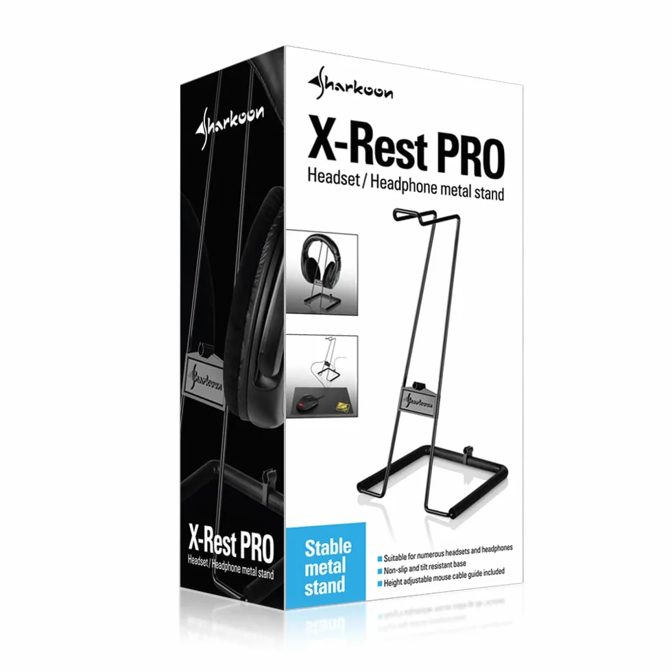 Sharkoon X-Rest PRO 4044951013623, Stojak na Słuchawki, Czarny