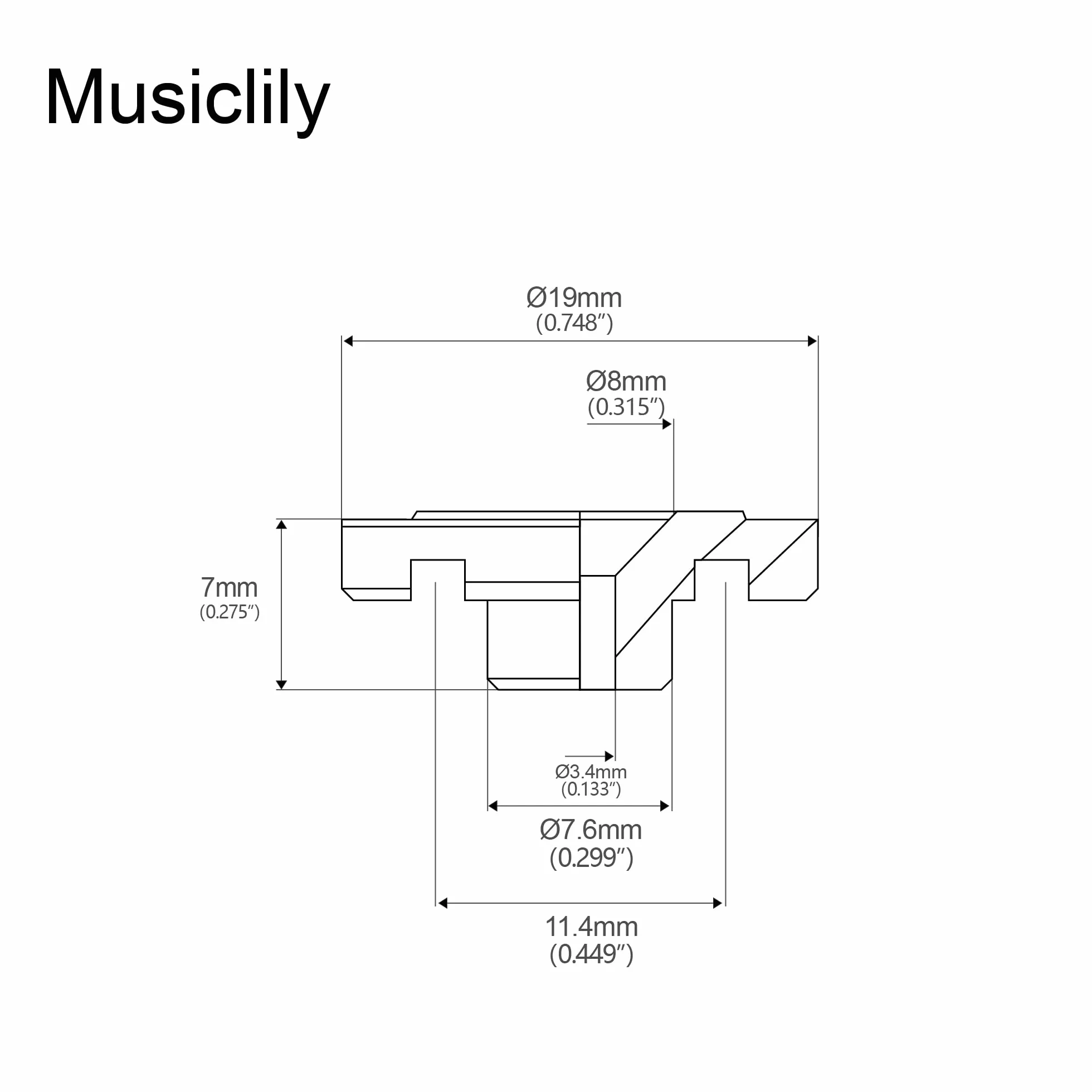 Musiclily Pro Okrągły Vintage Stalowa Docisk Strun Basu do Gitary Basowej Jazz Bass/Precision Bass, Nikiel