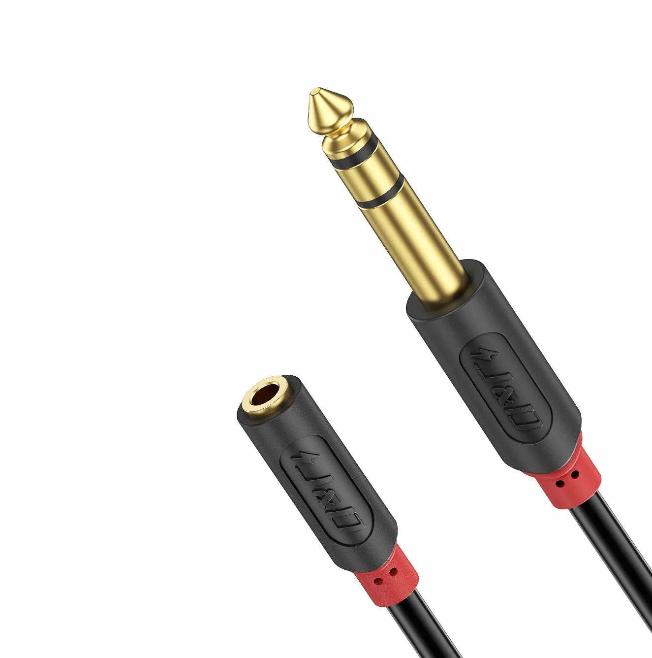 J&D 3,5 mm zu 6,35 mm Kabel, Gold-Plated [AudioWave-Serie] 3,5mm (1/8 Zoll) Weiblich TRS auf 6,35mm (1/4 Zoll) TRS Männlich PVC-Überzug Stereo-Audio-Adapter Y-Splitter-Kabel - 15 Feet