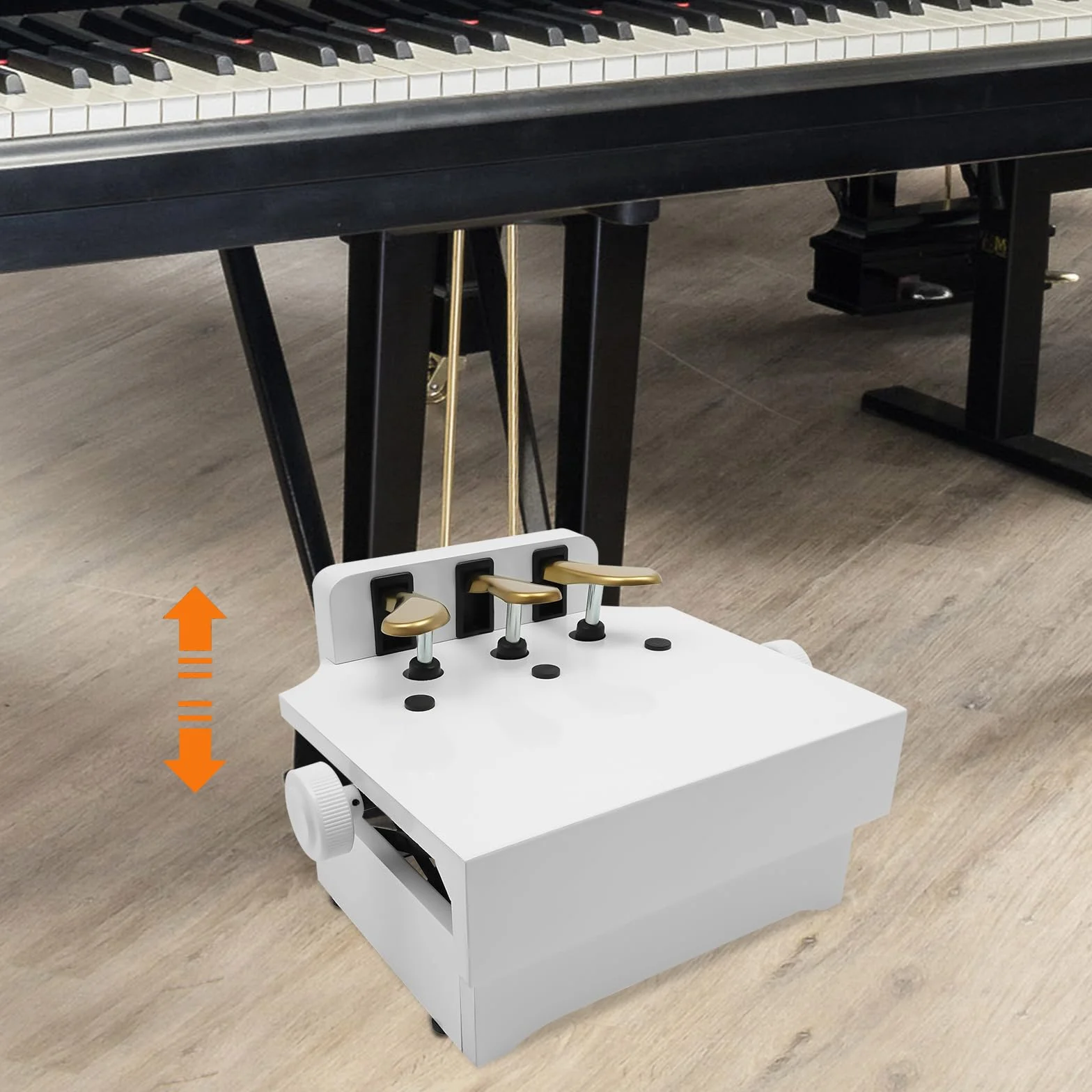 fortepianowy dla dzieci, przedłużenie pedału fortepianowego dla dzieci, z regulacją wysokości, z 3 pedałami, biały, materiał ABS, odpowiedni dla dzieci w wieku 4-12 lat