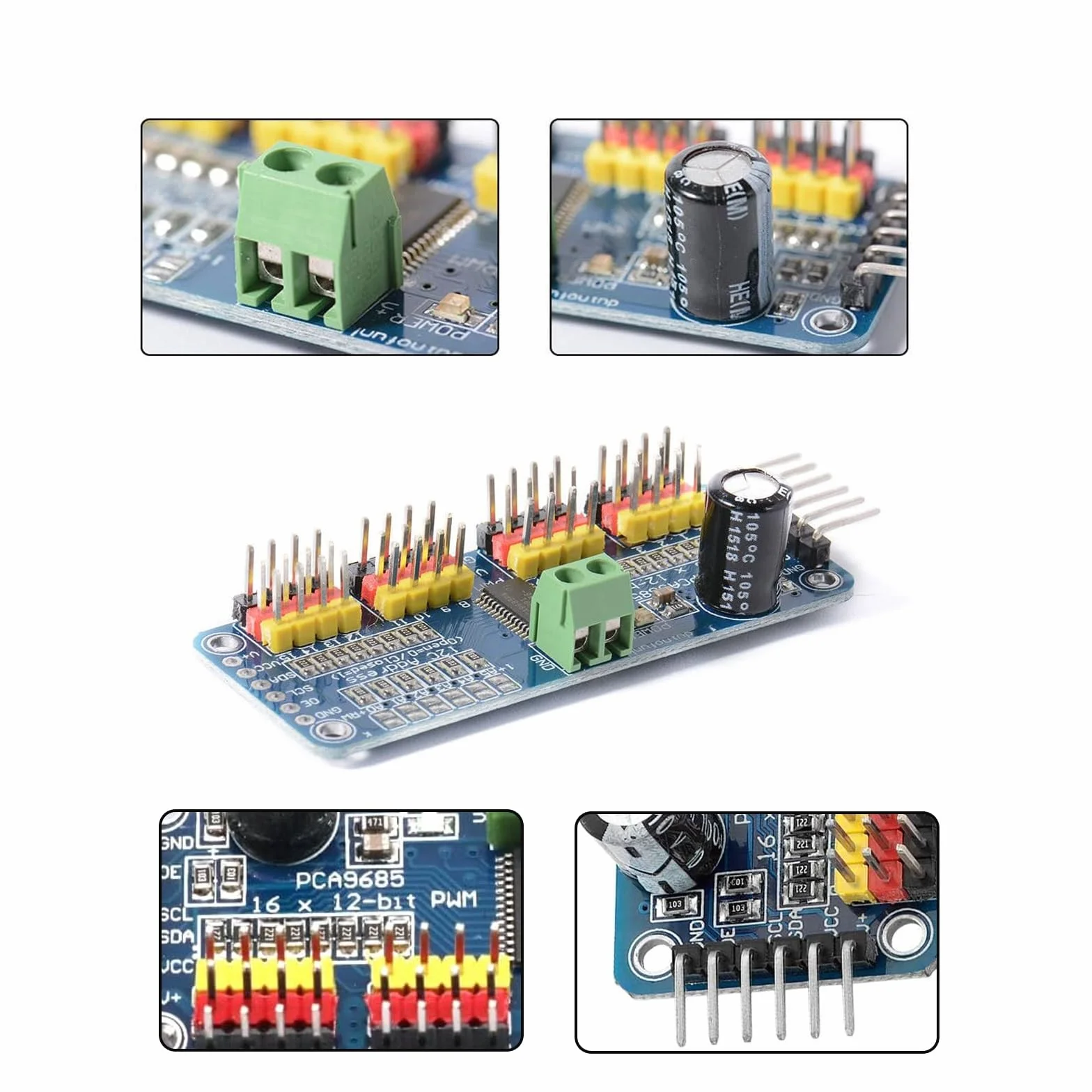 4 szt. PCA9685 PWM sterownik silnika 16-kanałowy, 12-bitowy moduł PWM IIC, rozszerzalny moduł sterownika 16-portowego do robota PWM