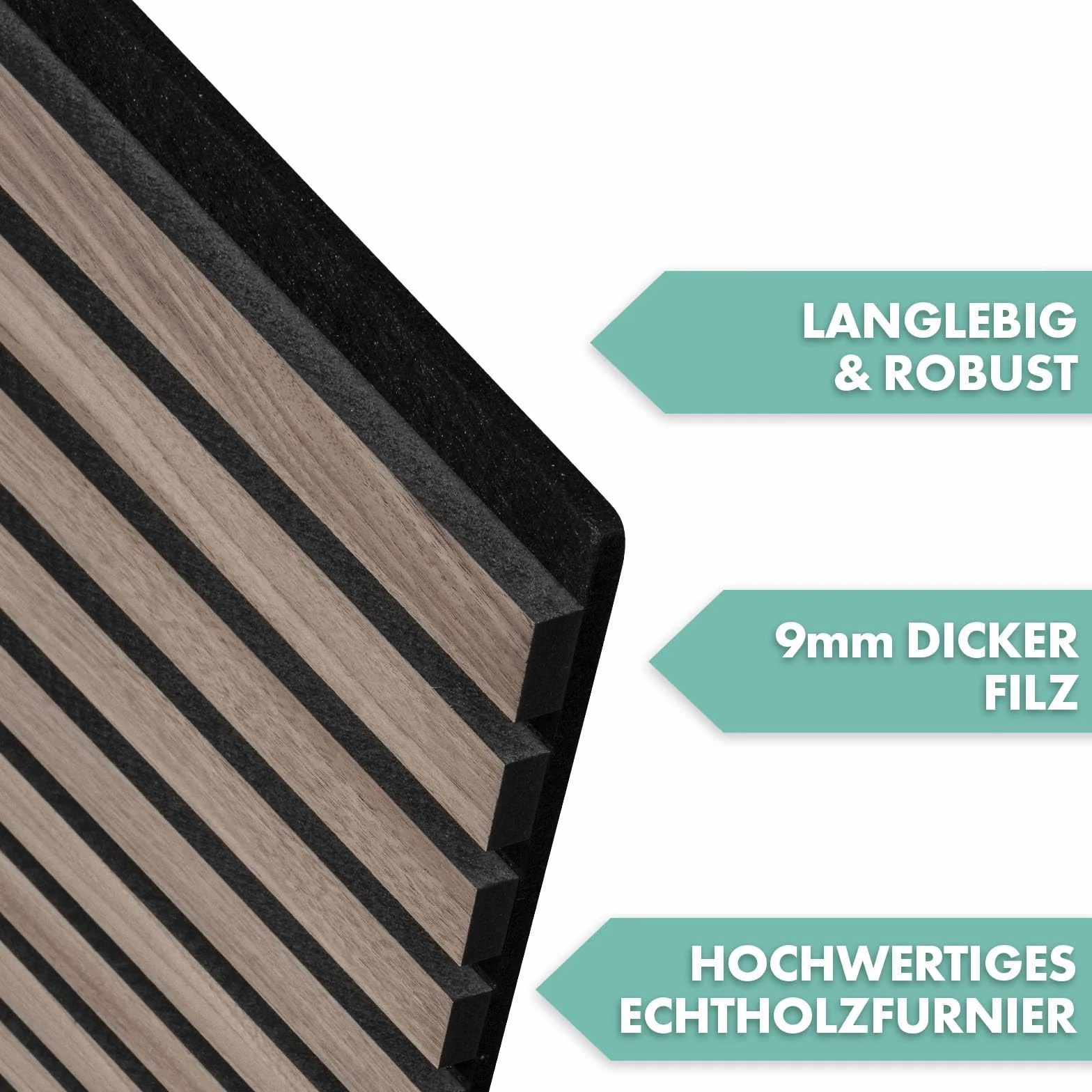 Floordirekt Panele akustyczne, panele ścienne z fornirem z prawdziwego drewna zapewniają przyjemną akustykę pomieszczenia, ściana lamelowa, drewno i filc, okładziny ścienne jako izolacja akustyczna,