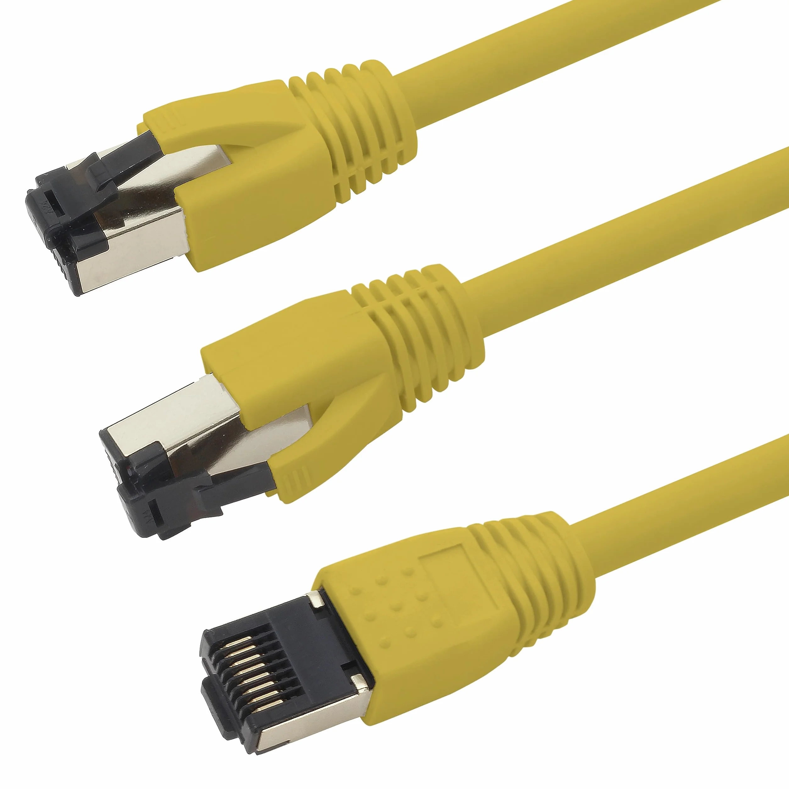 1aTTack.de 0,25 m Cat 8 kabel sieciowy CAT8 kabel żółty - 5 sztuk Cat.8 Lan 2000 Mhz 40 Gbit s 40GBase-T Poe+ kabel krosowy kabel Ethernet LSZH - 5 x 0,25 m żółty