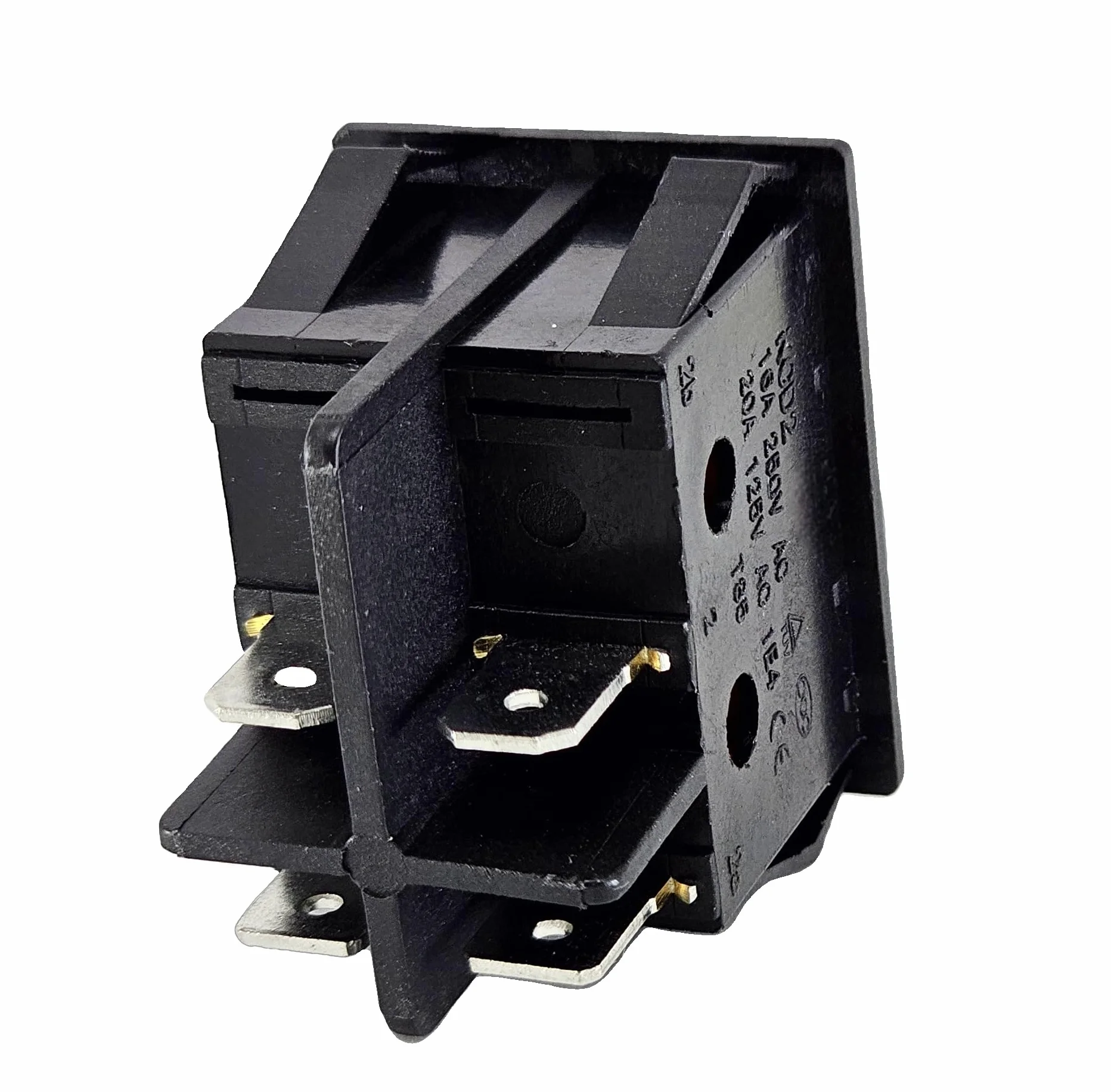Przełącznik kołyskowy z wodoszczelną osłoną, 2-biegunowy (4pin), 16 A, 250 V AC, 30 x 22 mm, zielony kołysk, podświetlany