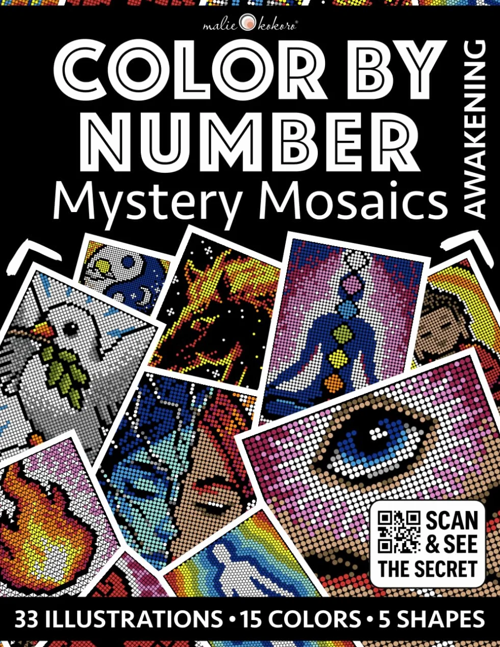 Color by Number: Awakening | Black Background Edition | Mystery Mosaics Coloring Book for Adults | Spiritual Symbols for Relaxation and Mindfulness: Mystical Journey | Stress Relief | Calm Your Mind