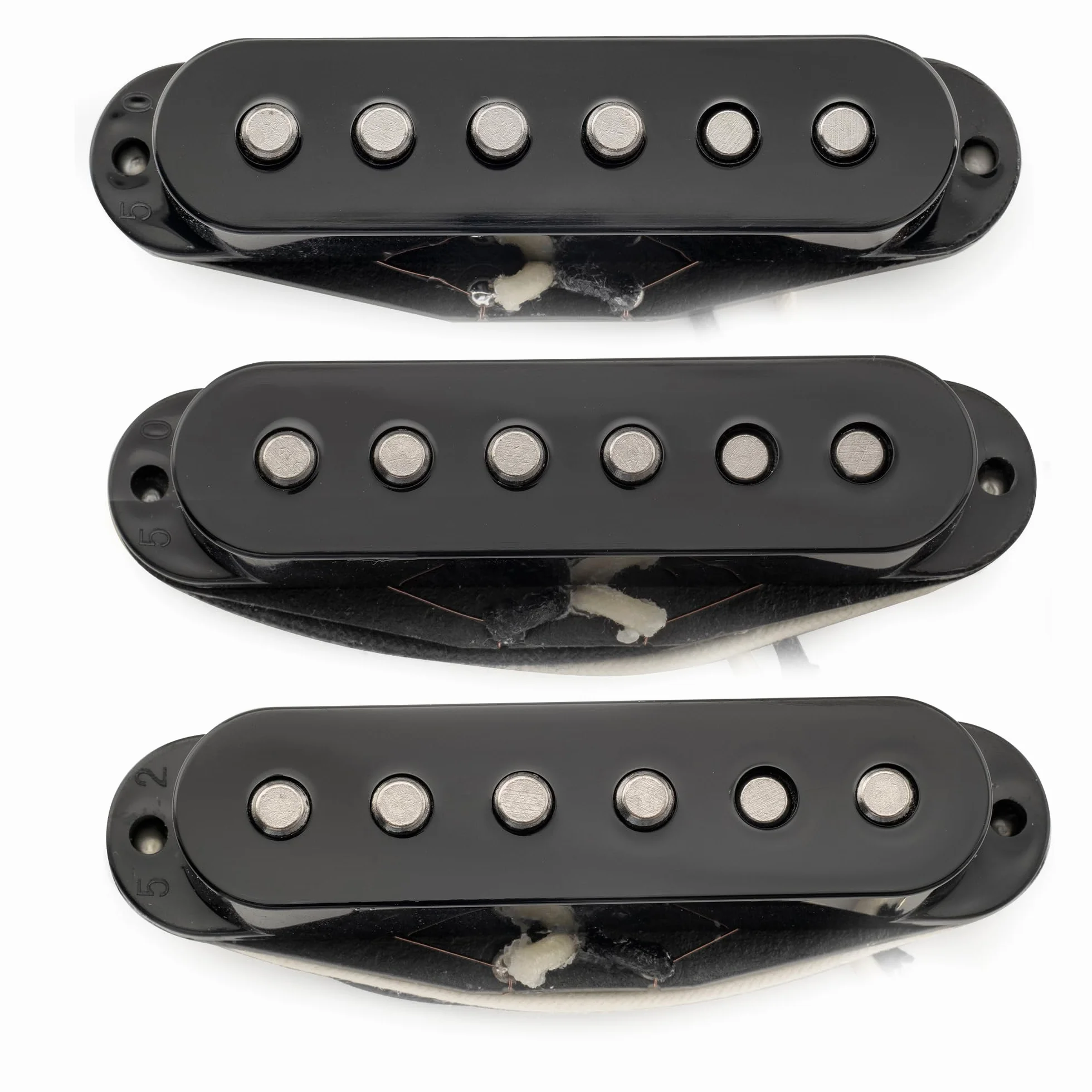 Musiclily Pro ST-50S Staggered Alnico 5 Single Coil Pickups Set do Gitary Elektrycznej Strat Czarny