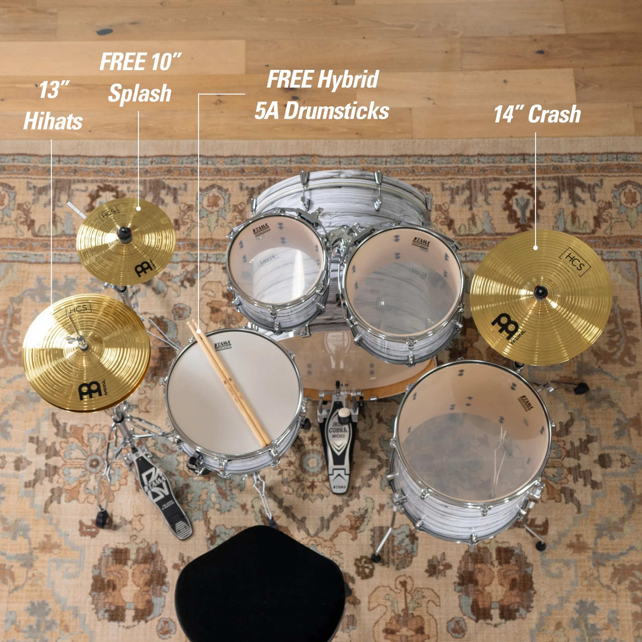 Meinl HCS Cymbal Set 13"HH, 14"C, 10" SP + Sticks - Zestaw talerzy