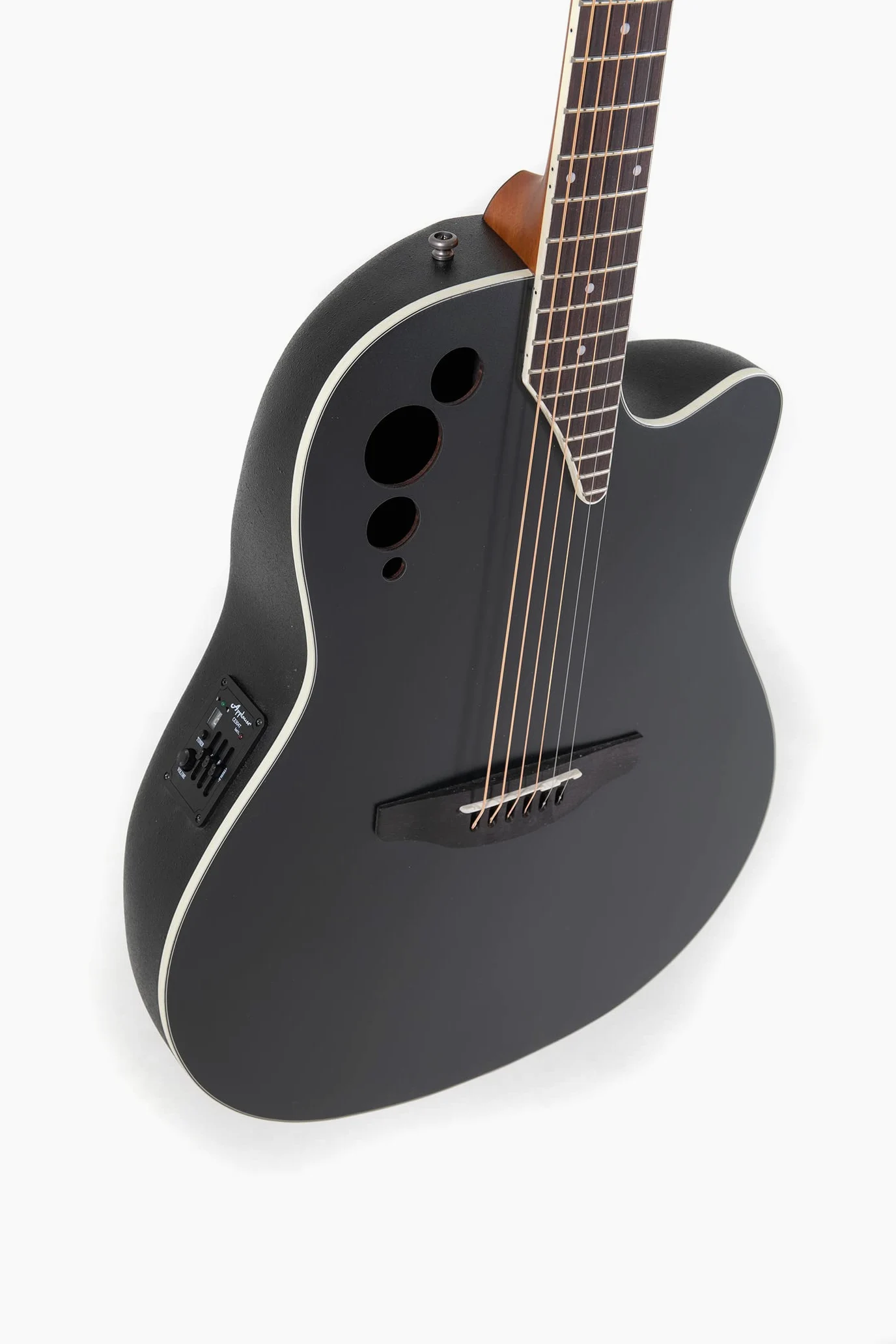 Applause E-gitara akustyczna Elite AE44 Mid Cutaway - Roundback Lyrachord Korpus Mid-Depth - AP3TP Preamp- Top Świerk - Black Satin - AE44-5S