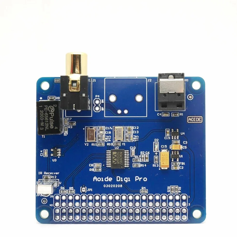 DollaTek HiFi Digi Pro cyfrowa karta d?wi?kowa do Raspberry Pi 4B/3B+/3B/2B | dwa oscylatory | w?ókno szklane I2S SPDIF | 44,1 i 48 kHz |